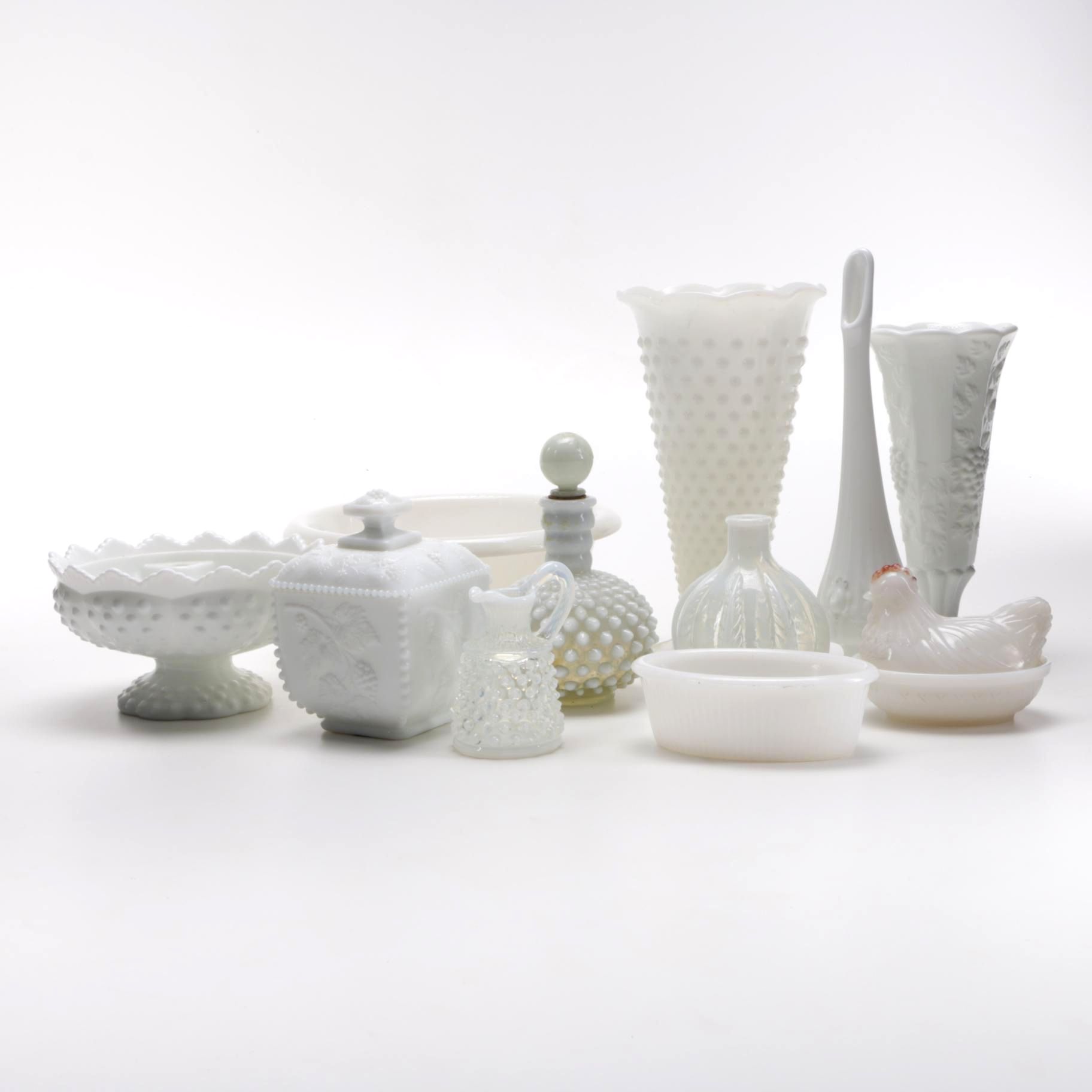 White Milk Glass Décor Featuring Hazel Atlas
