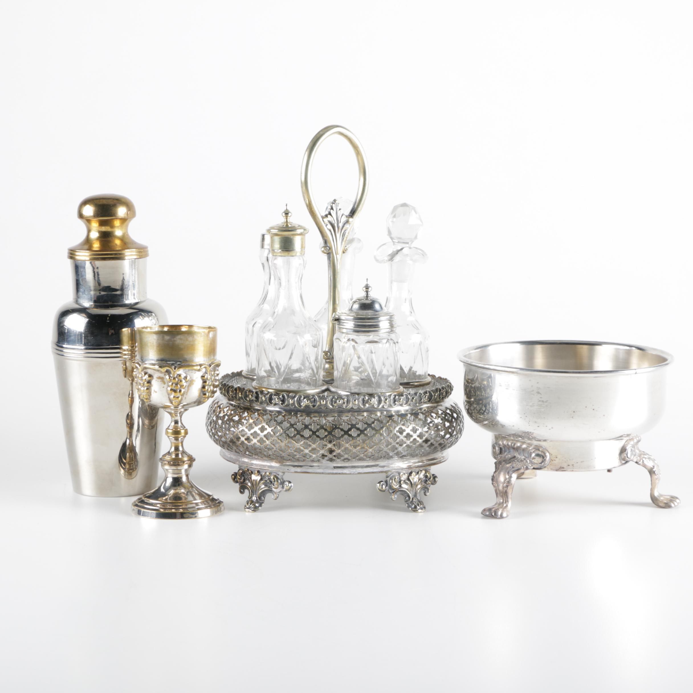 Silver Tone Tableware Featuring India Silver Plate