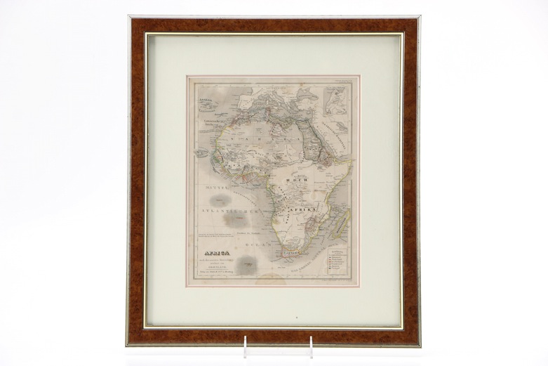 German Hand-Colored Etching Map of Africa