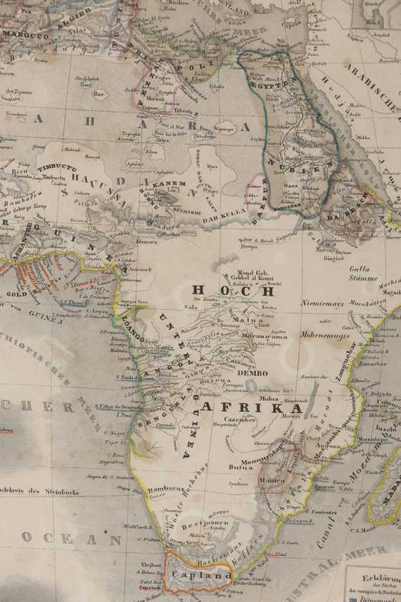 German Hand-Colored Etching Map of Africa