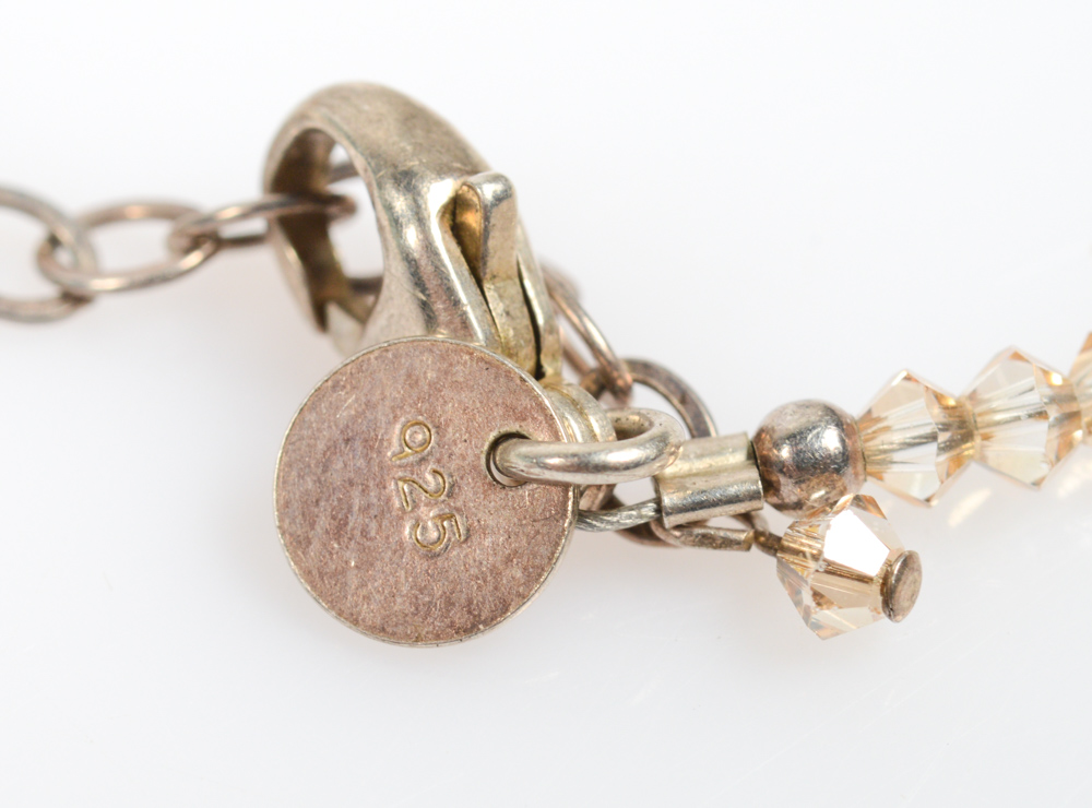 Emily Ray Sterling Silver and Crystal Necklace and Bracelet Set