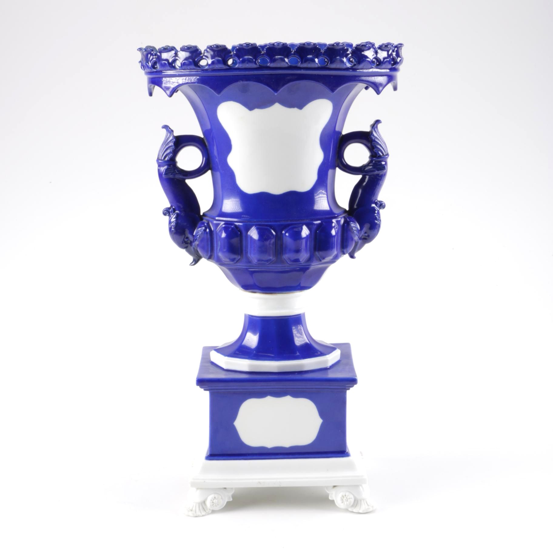 Blue and White Porcelain Pedestal Vase