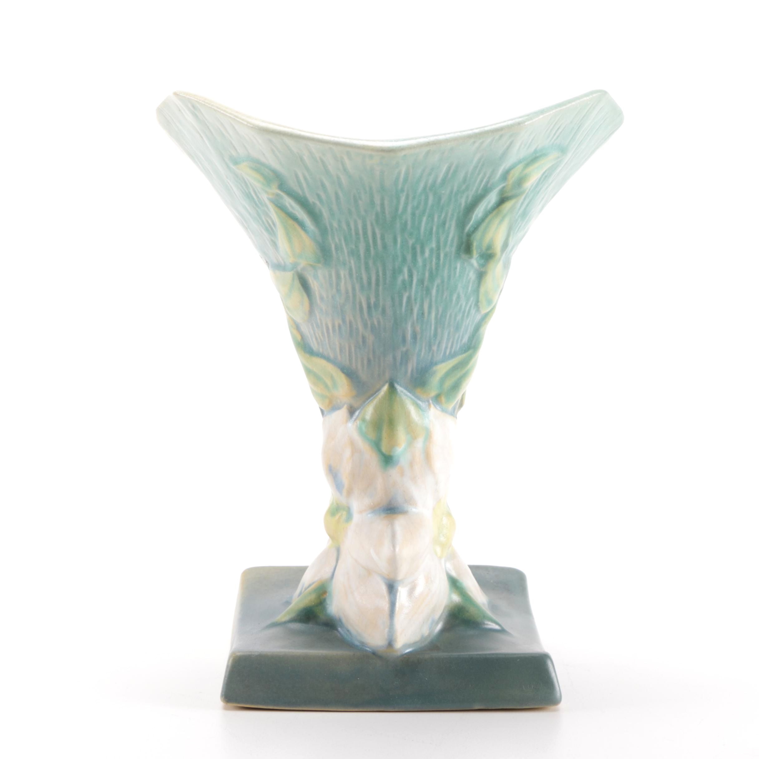 Roseville "Clematis Blue" Cornucopia Vase