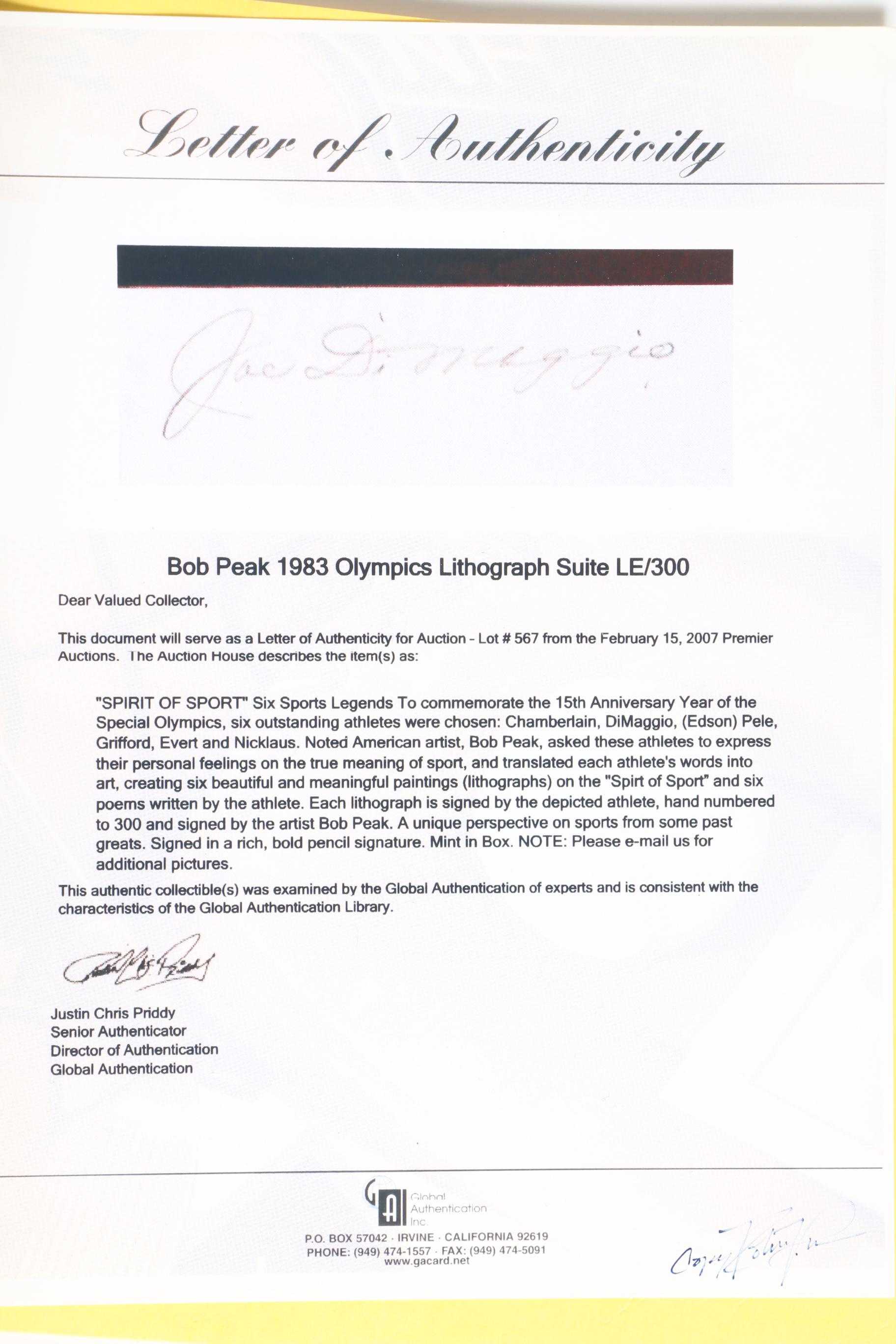 Robert Peak Limited Edition Lithographs "The Spirit of Sport"