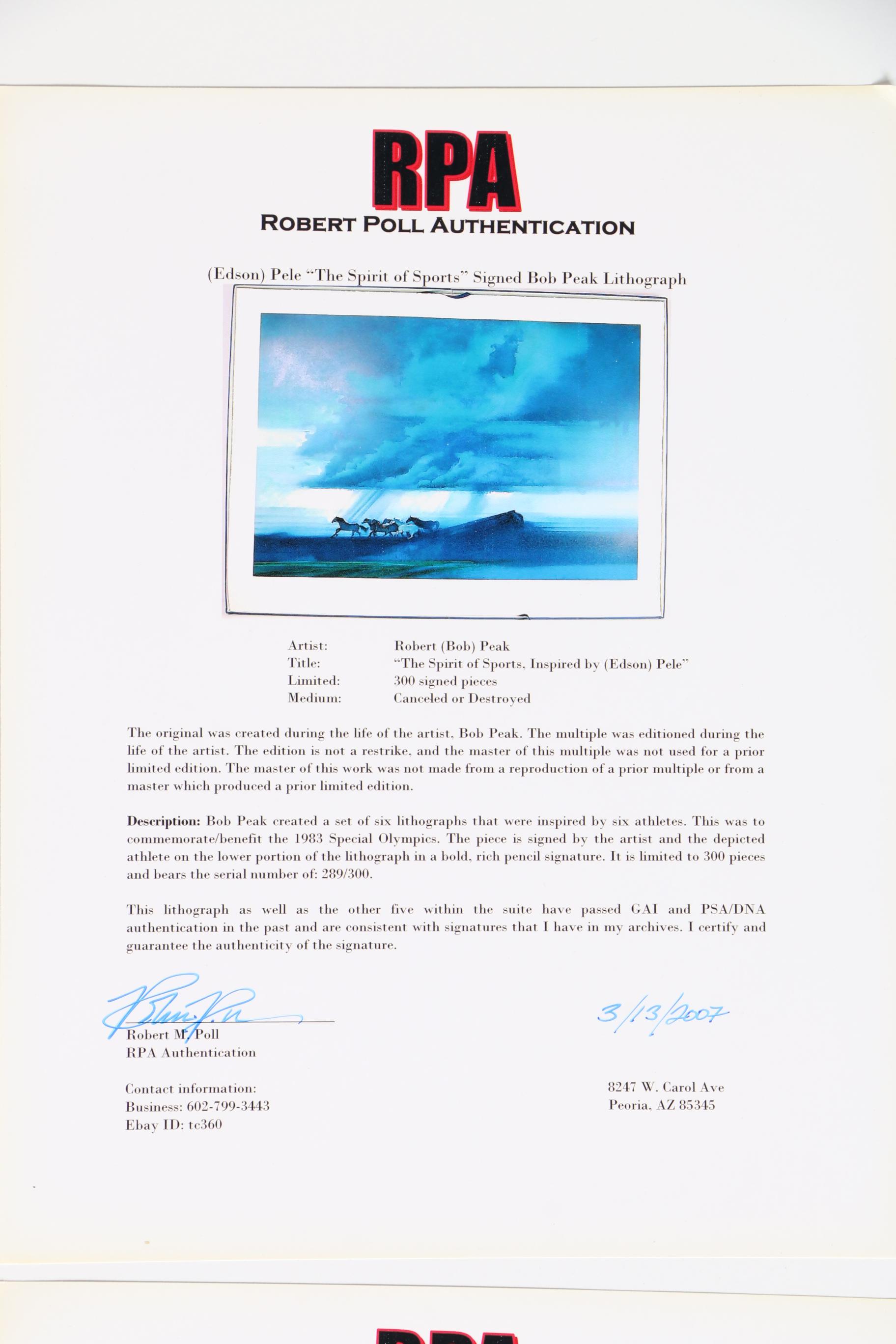 Robert Peak Limited Edition Lithographs "The Spirit of Sport"