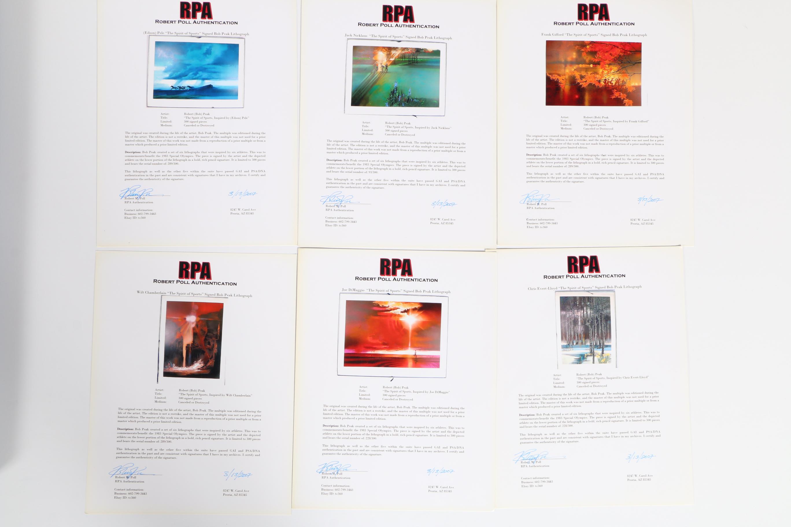 Robert Peak Limited Edition Lithographs "The Spirit of Sport"