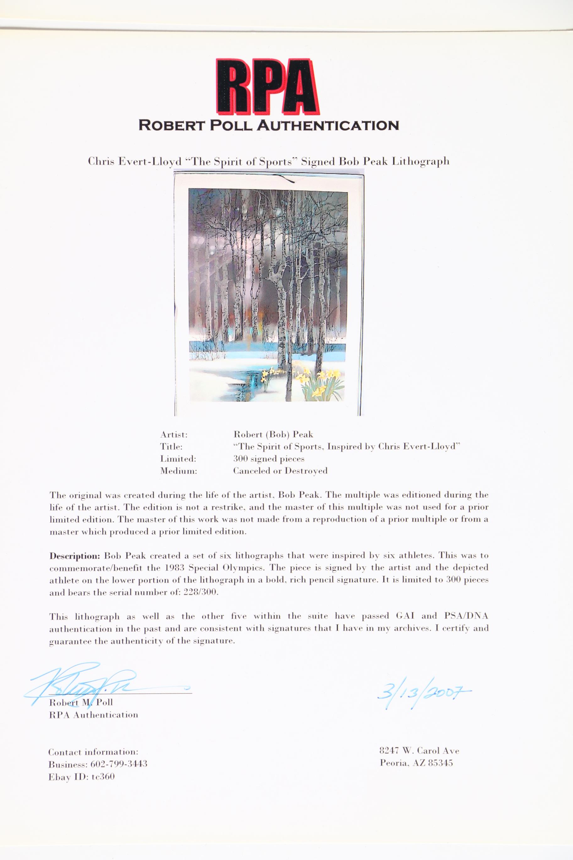 Robert Peak Limited Edition Lithographs "The Spirit of Sport"