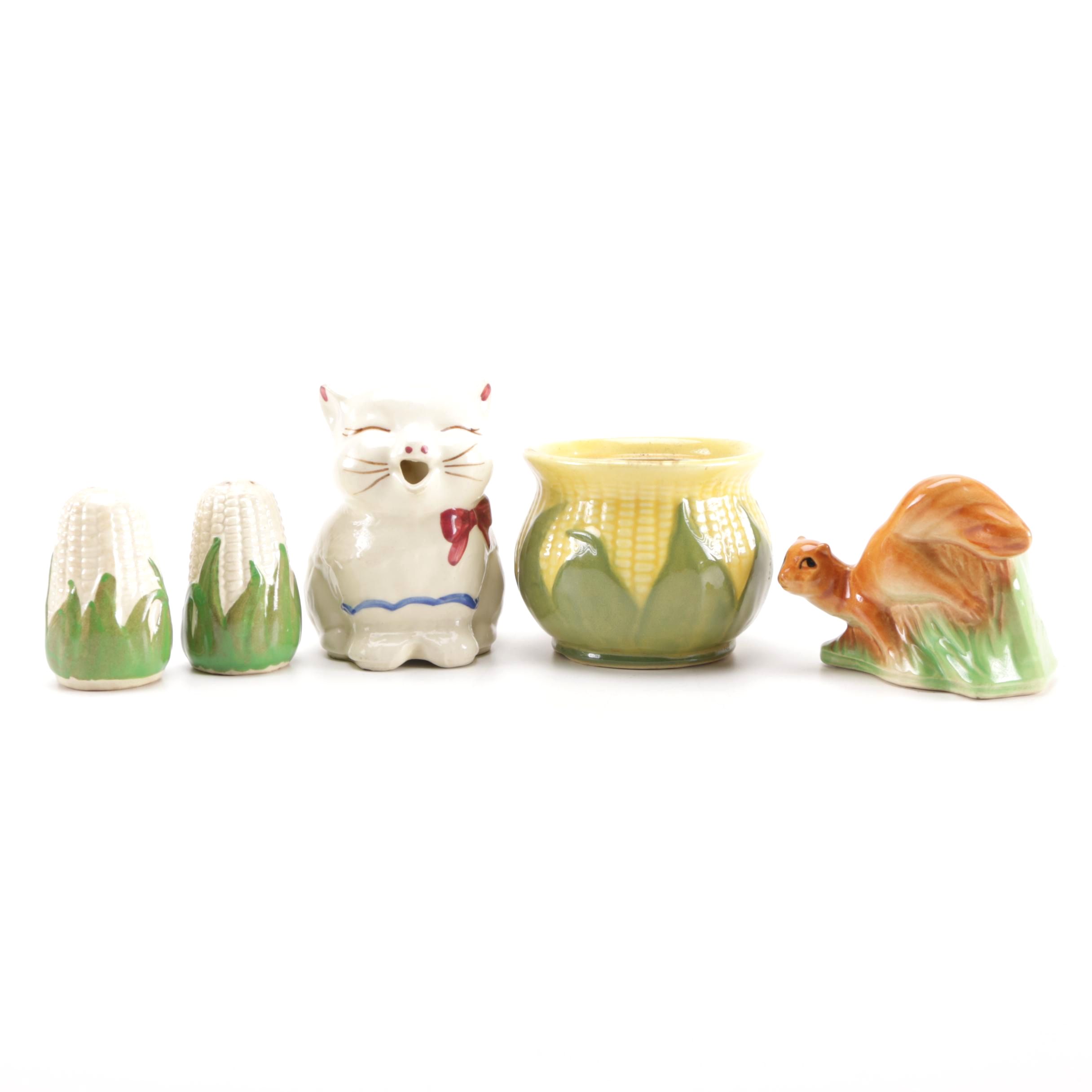 Vintage Figural Pottery Vessels Including Shawnee