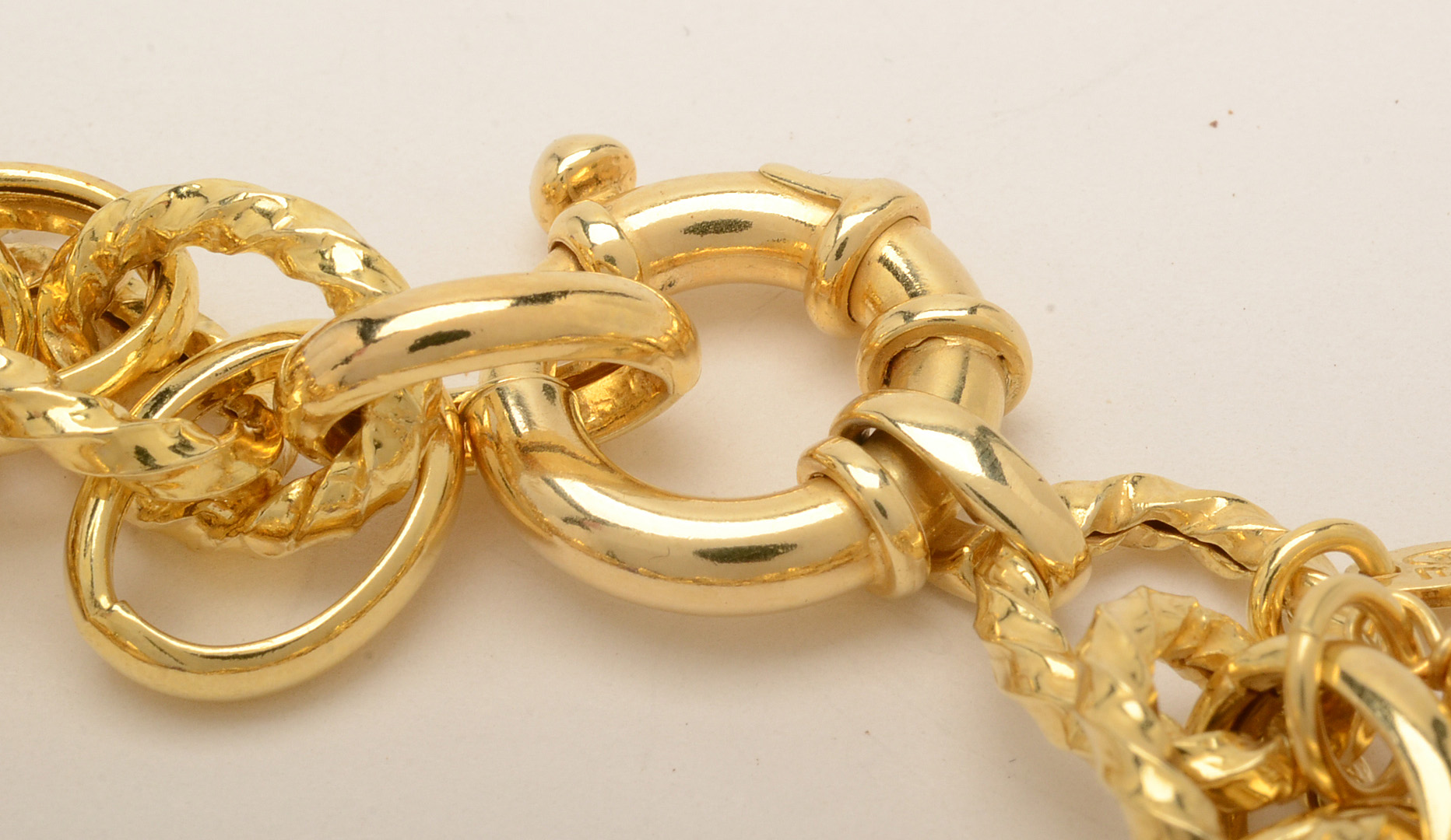 Italian Sterling Silver and Amethyst Bracelet in Goldtone Finish