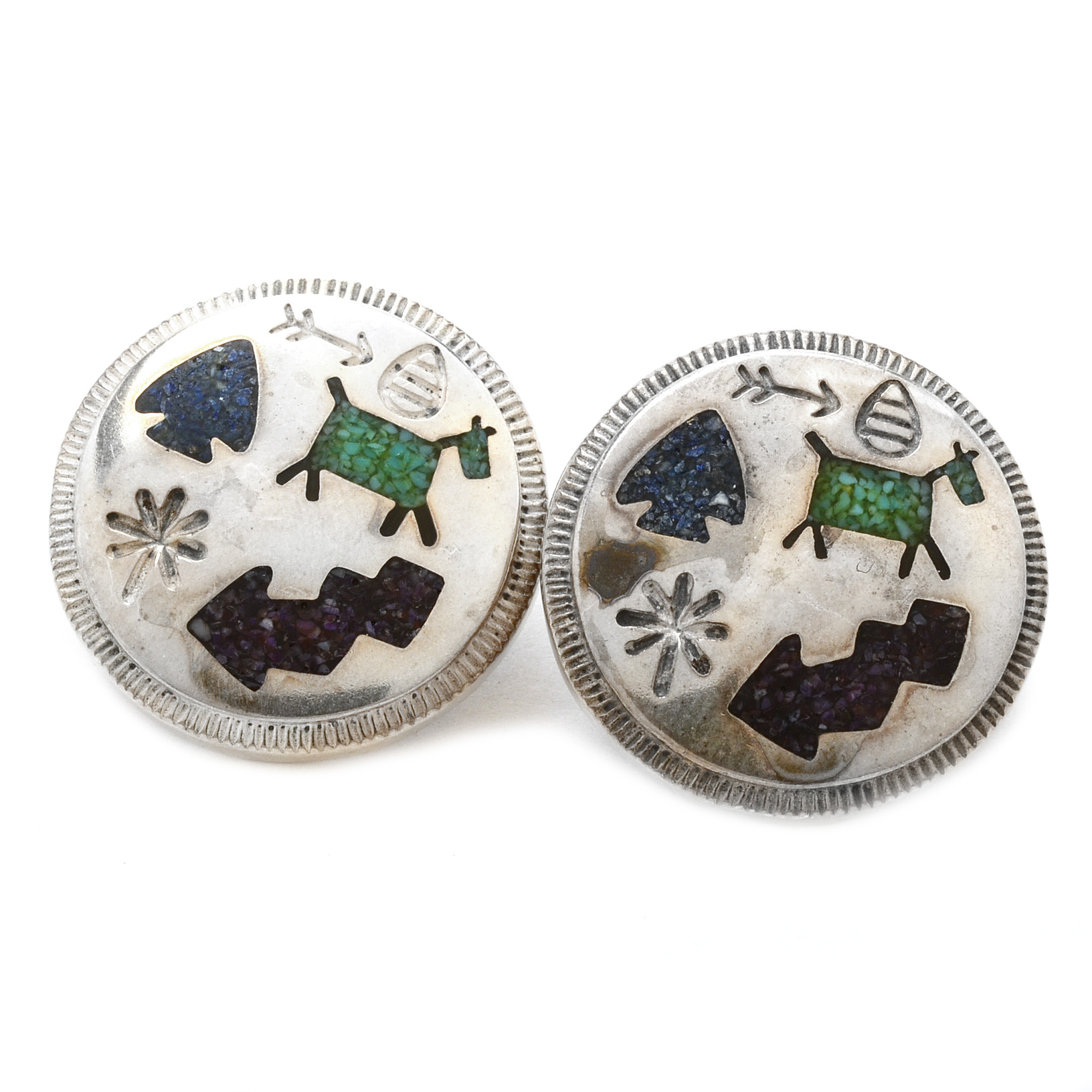 Carolyn Pollack Sterling Inlaid Storyteller Pierced Earrings
