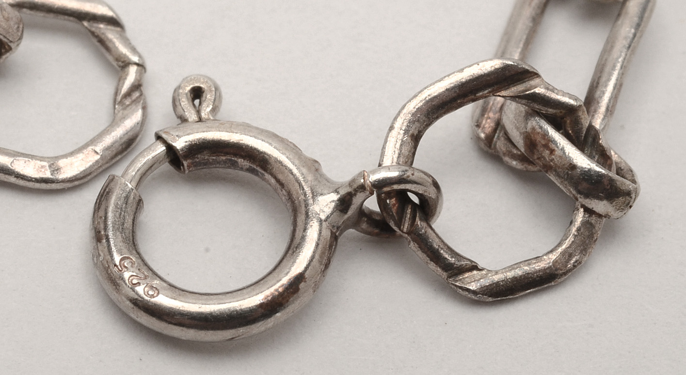 Native American Style Sterling and Turquoise Link Necklace