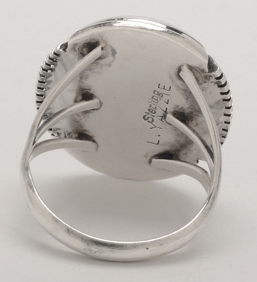 L. Yazzie Native American Navajo Sterling Silver and Onyx Ring