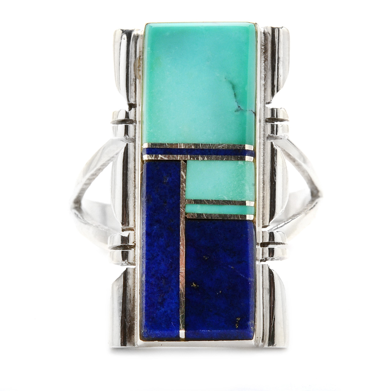 A. Yazzie Native American Navajo Sterling Silver Inlaid Ring