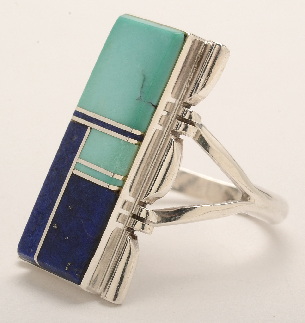 A. Yazzie Native American Navajo Sterling Silver Inlaid Ring