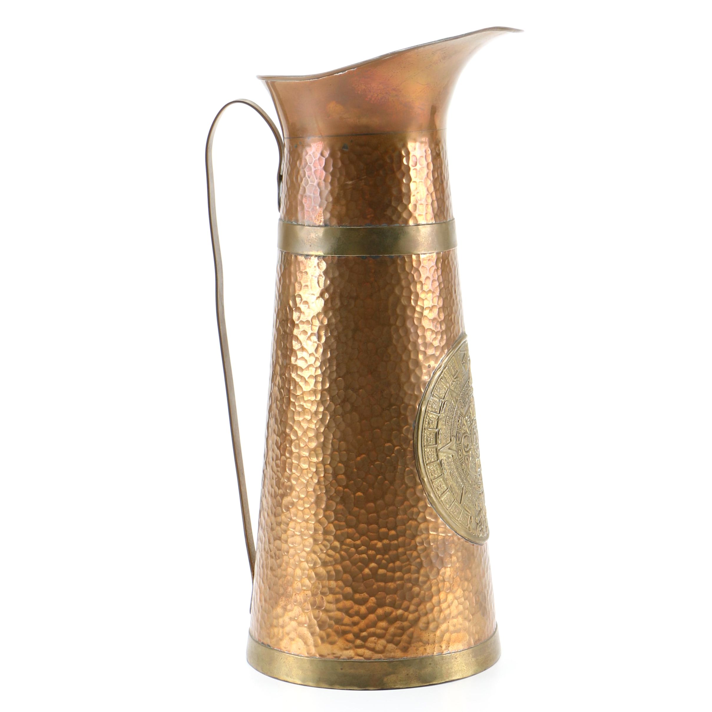 Copper Pitcher with Mayan Calendar