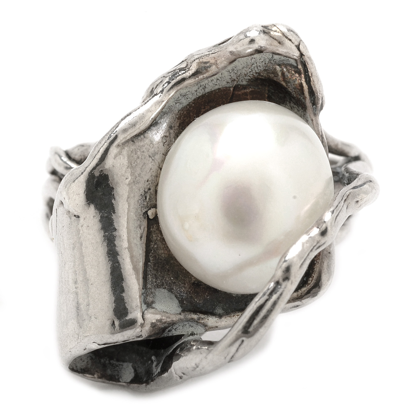 Israeli Sterling Silver Cultured Freshwater Pearl Ring