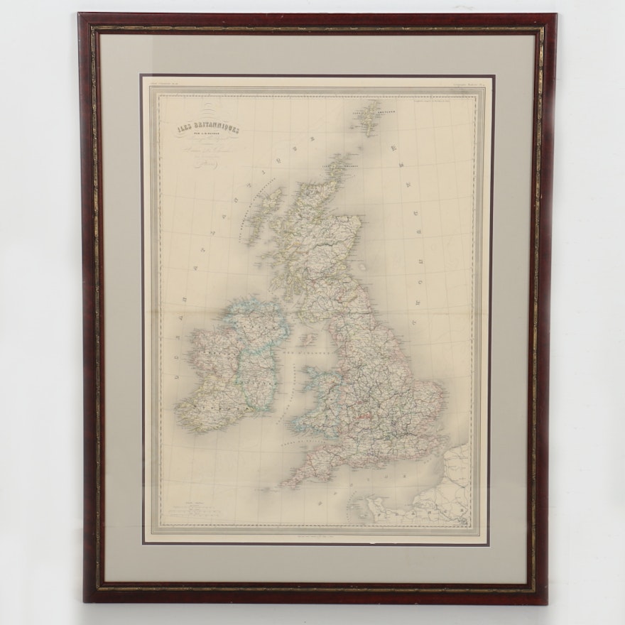 Hand-Colored Engraved Map "Iles Britanniques"