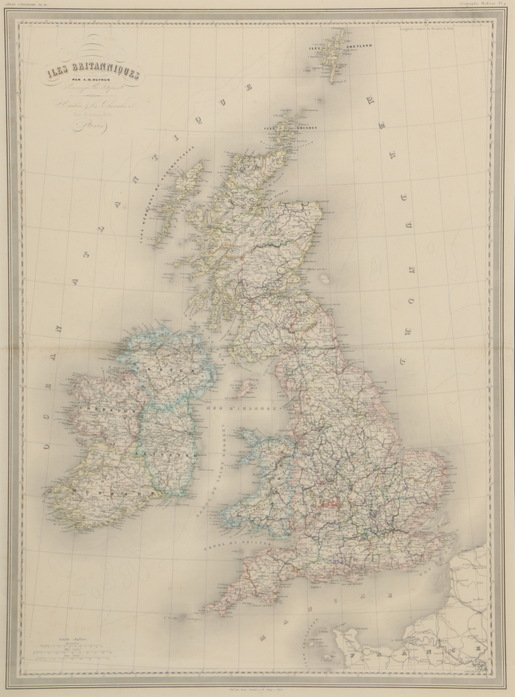 Hand-Colored Engraved Map "Iles Britanniques"