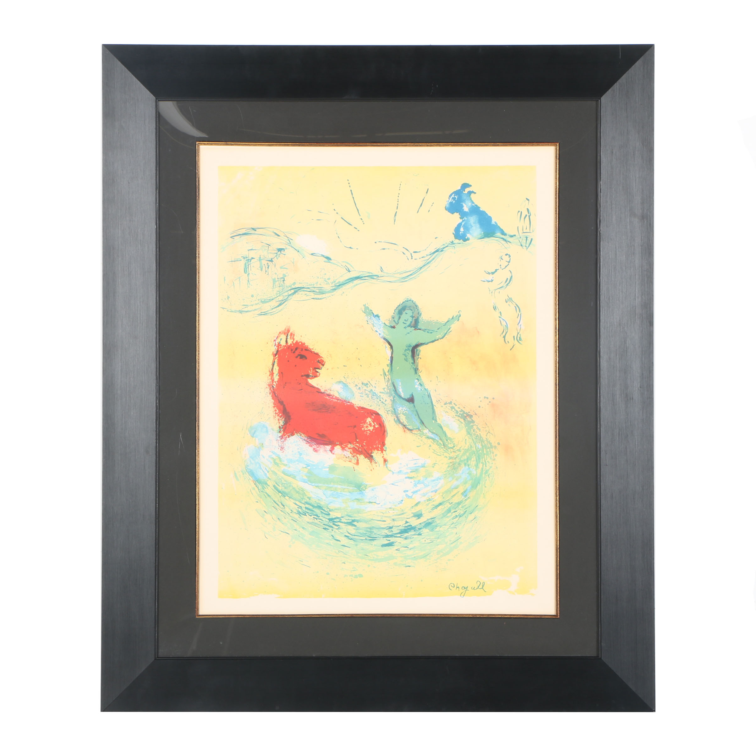 After Marc Chagall Lithograph on Paper "The Wolf Pit" from "Daphnis & Chloé" Series