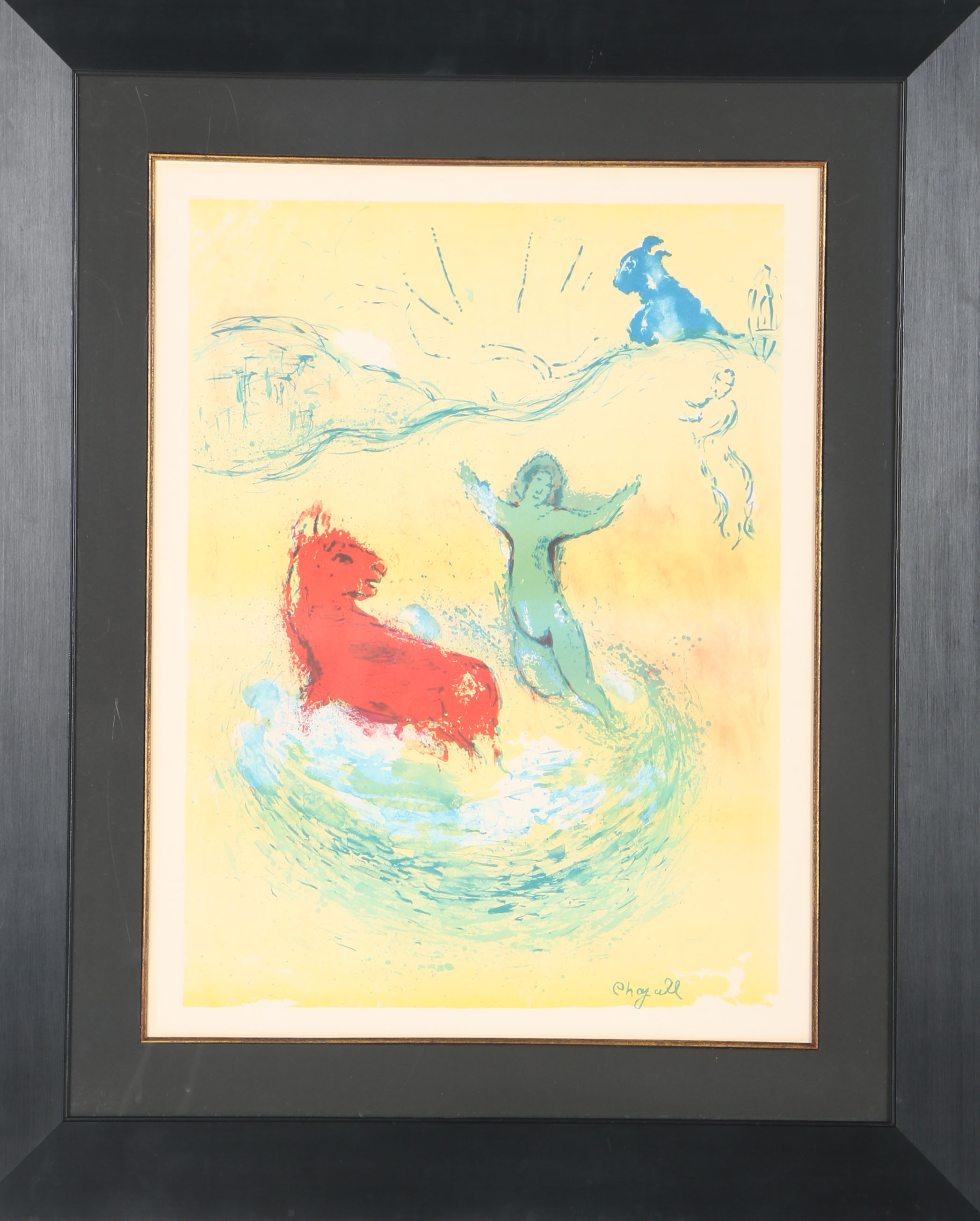 After Marc Chagall Lithograph on Paper "The Wolf Pit" from "Daphnis & Chloé" Series