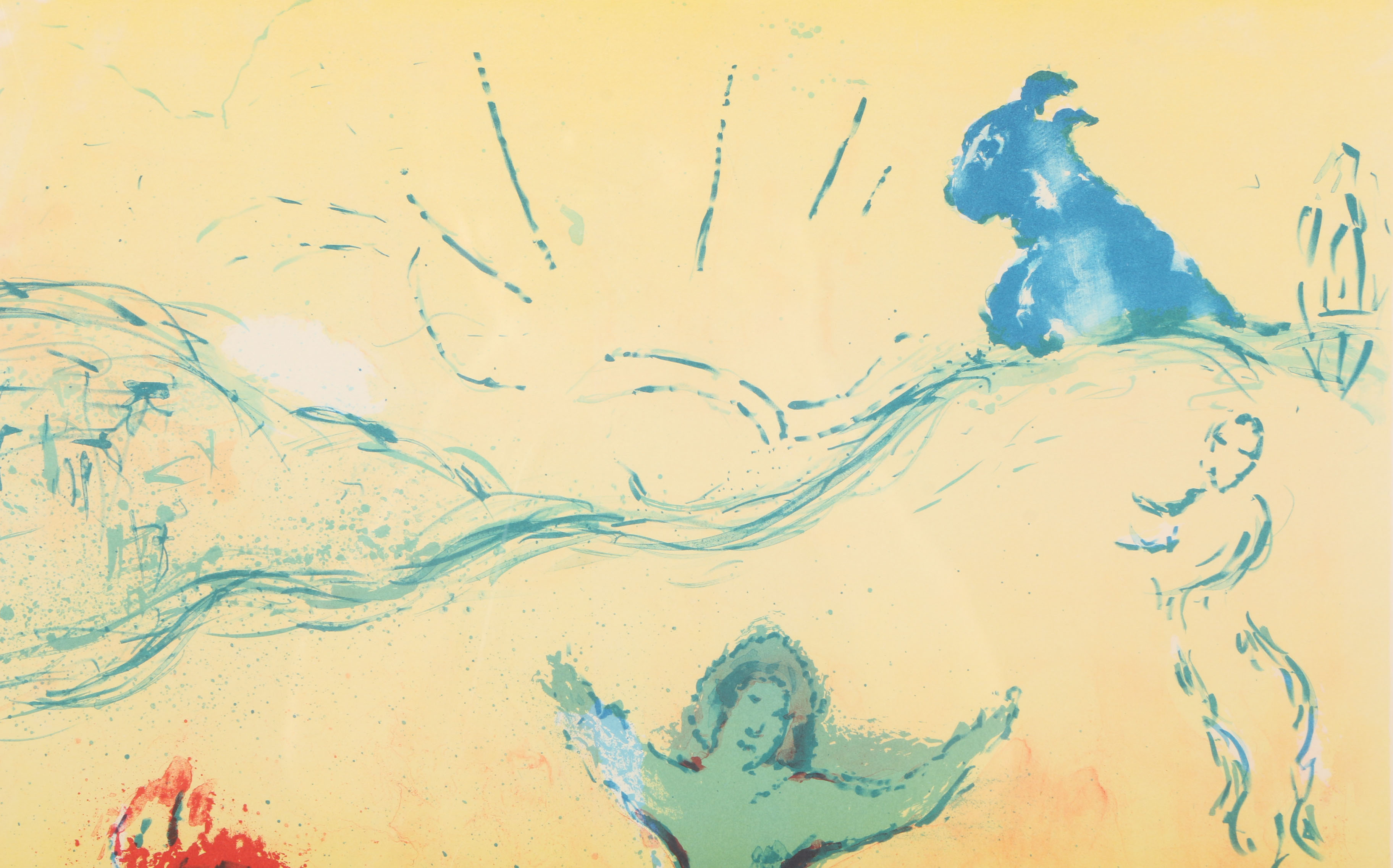 After Marc Chagall Lithograph on Paper "The Wolf Pit" from "Daphnis & Chloé" Series