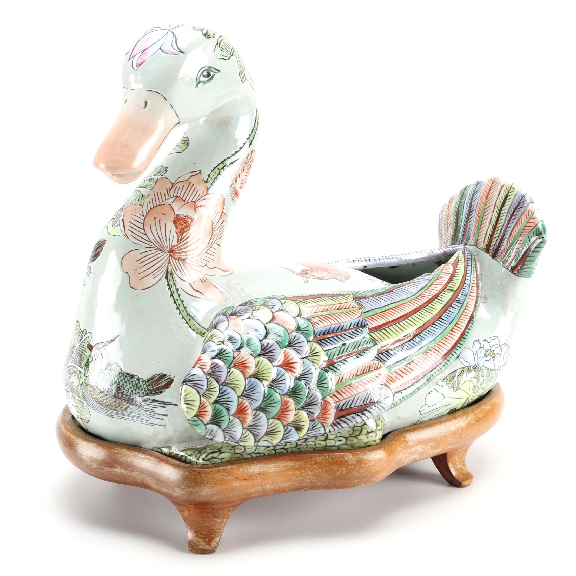 Chinese Hand-Painted Ceramic Duck