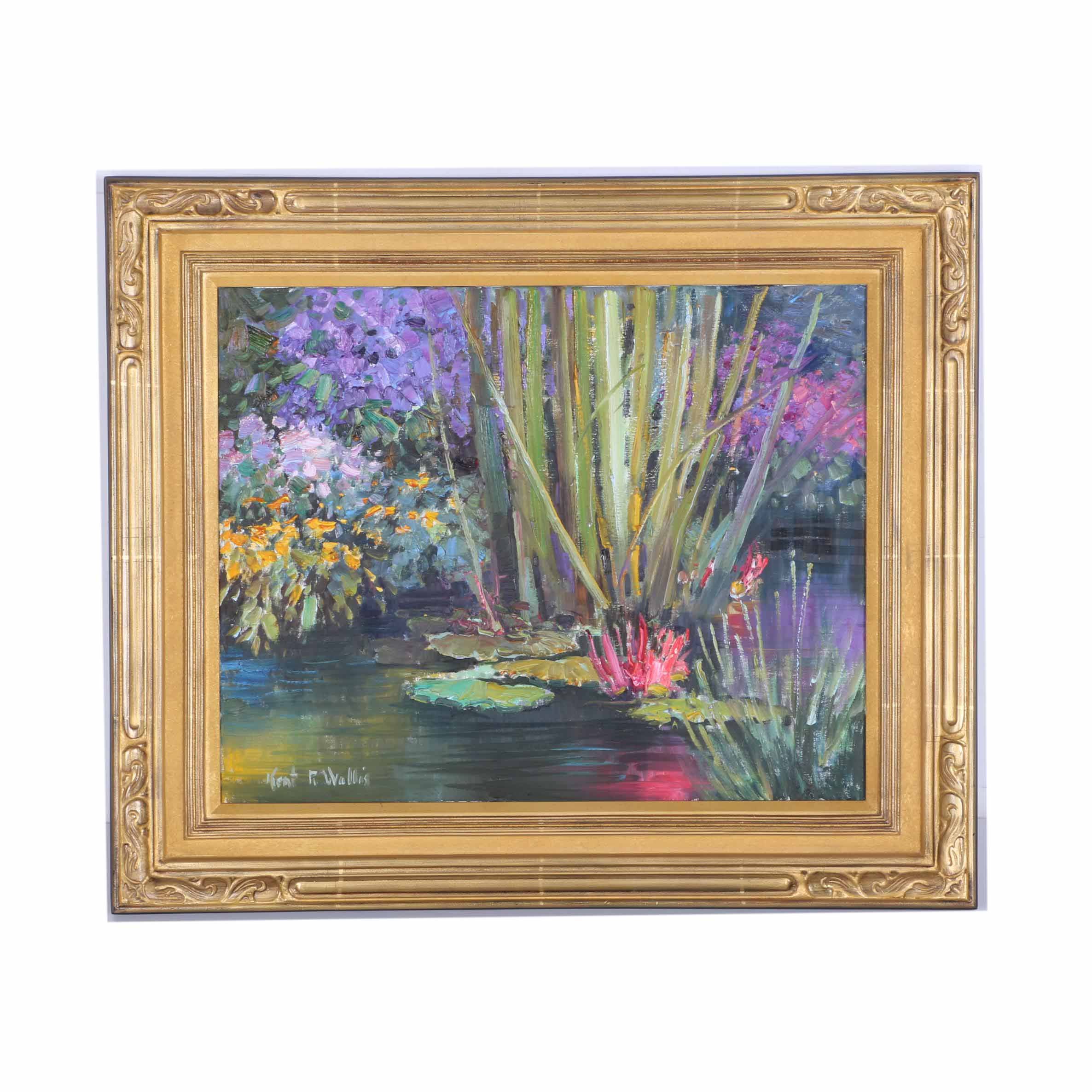 Kent R. Wallis Oil Painting on Canvas "Pink Lily"