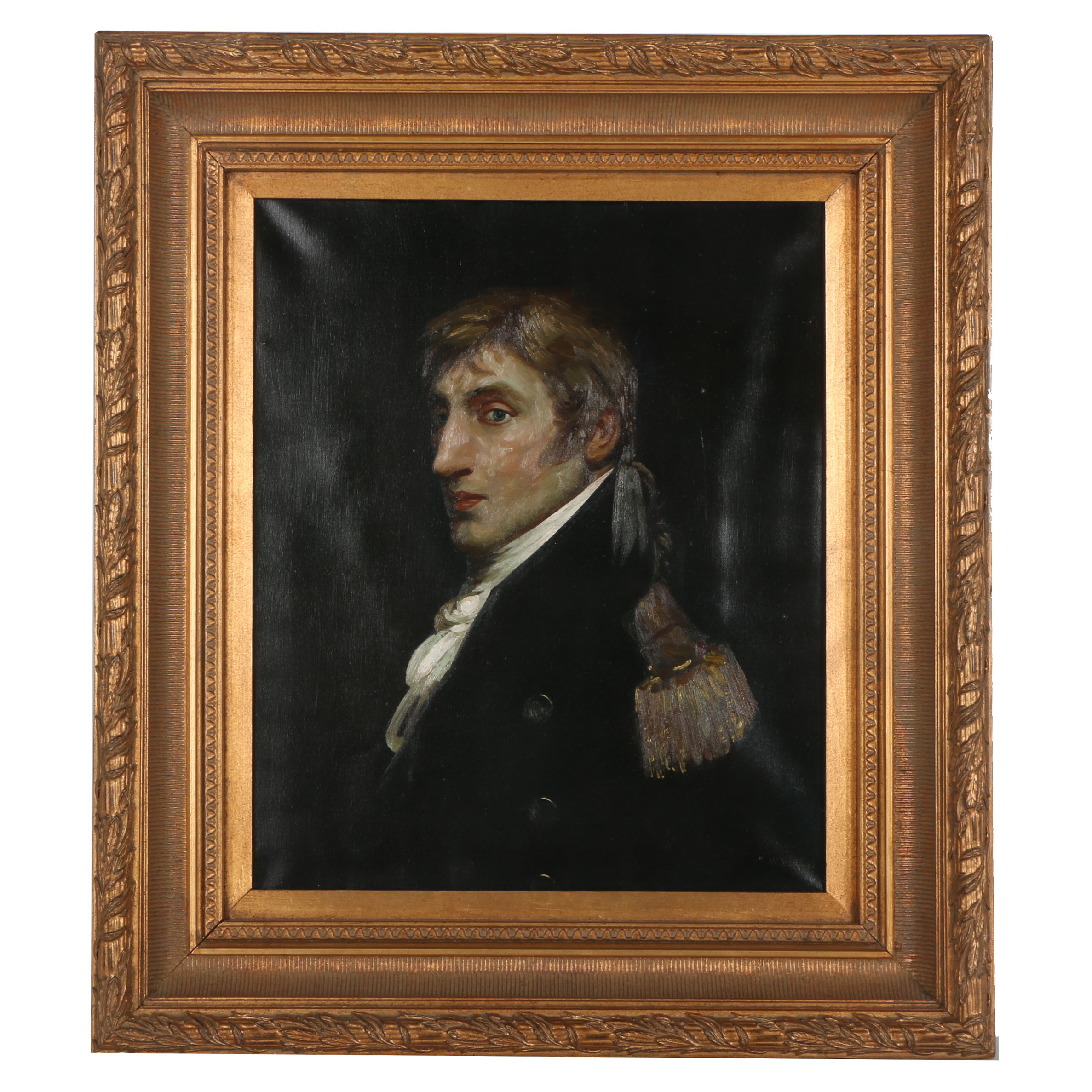 W. Moroni Oil on Canvas Portrait of a 19th Century Man