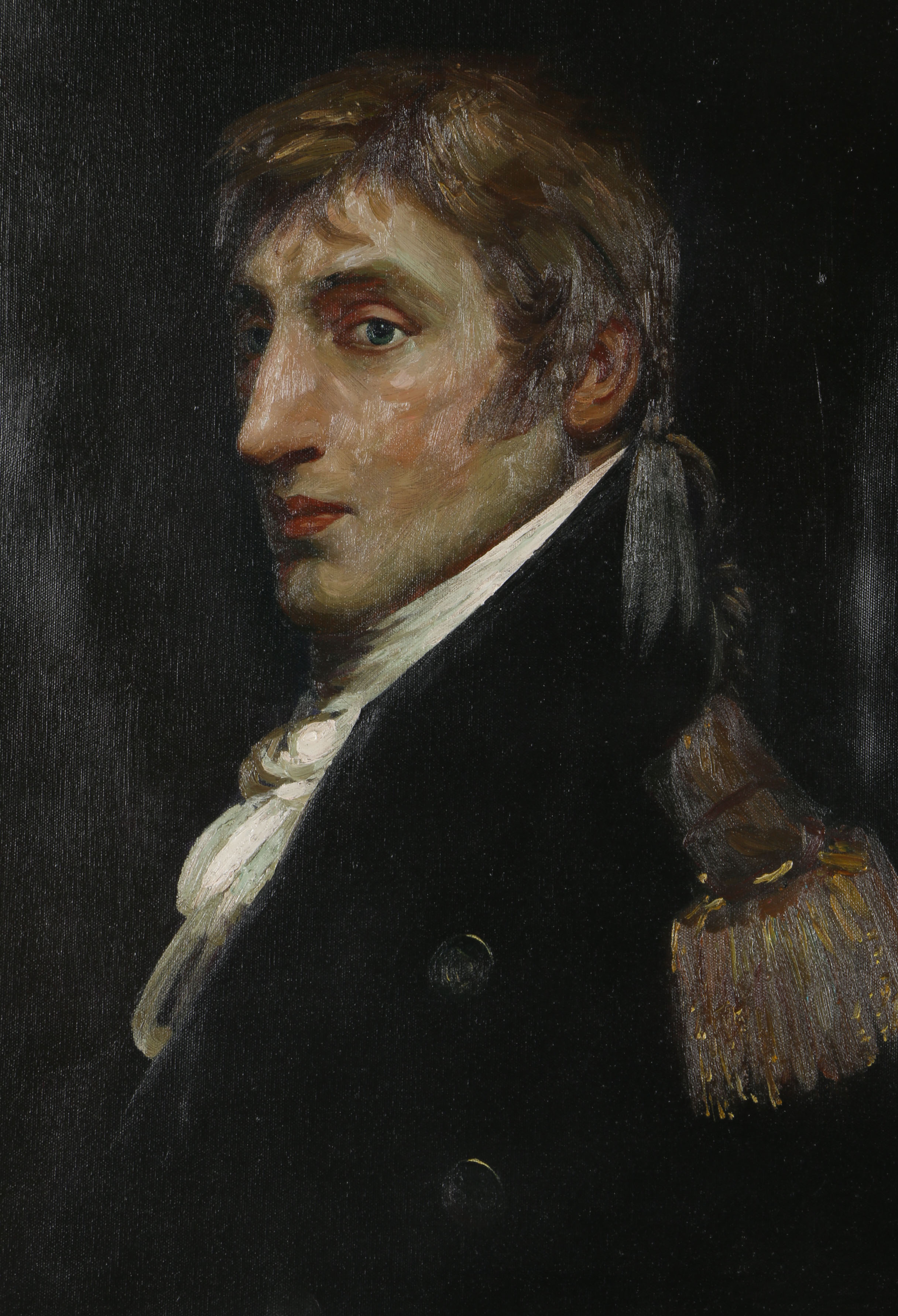 W. Moroni Oil on Canvas Portrait of a 19th Century Man