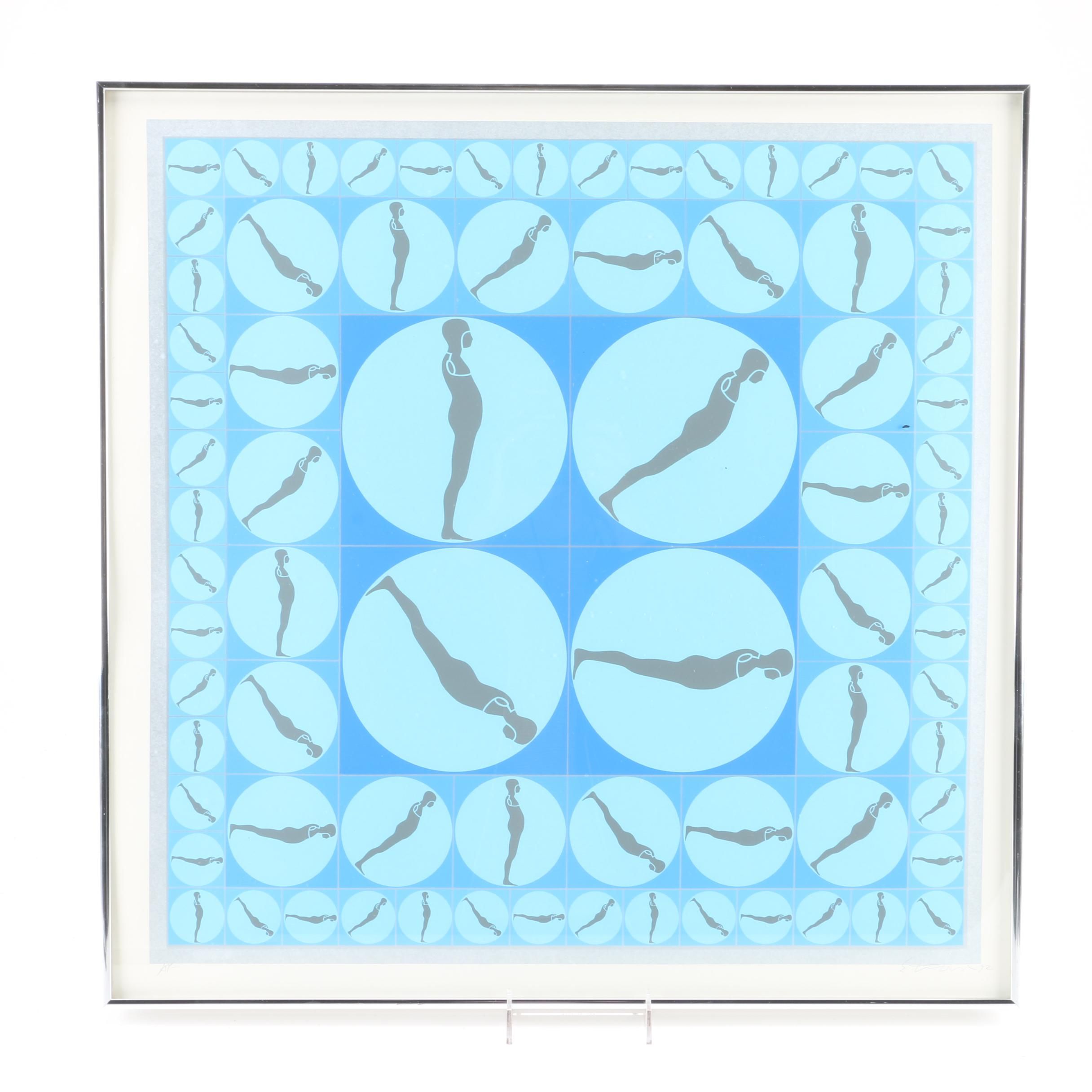 Ernest Trova Artist Proof Serigraph "Falling Man Manscape"