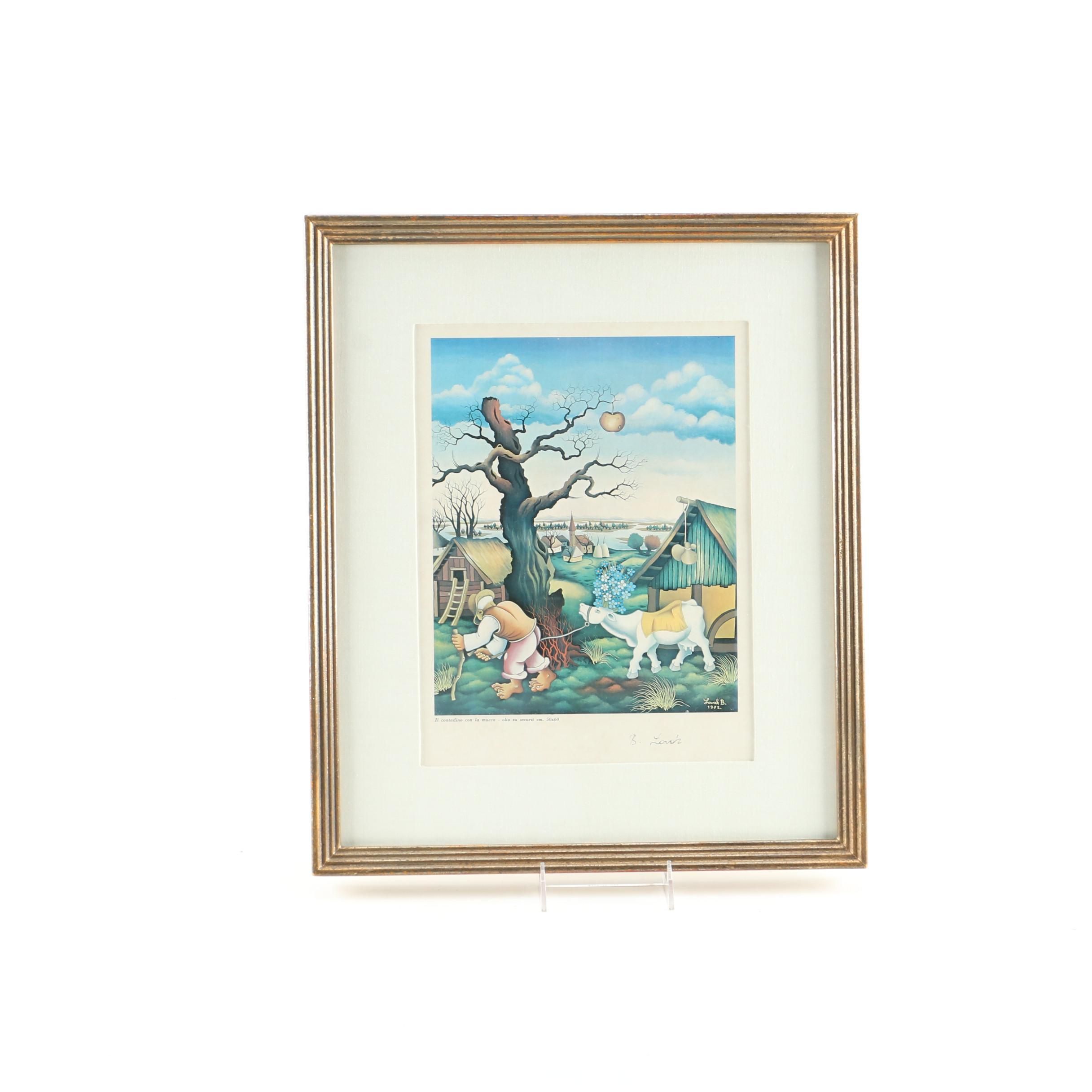 Branko Lovak Offset Lithograph of Farm Scene