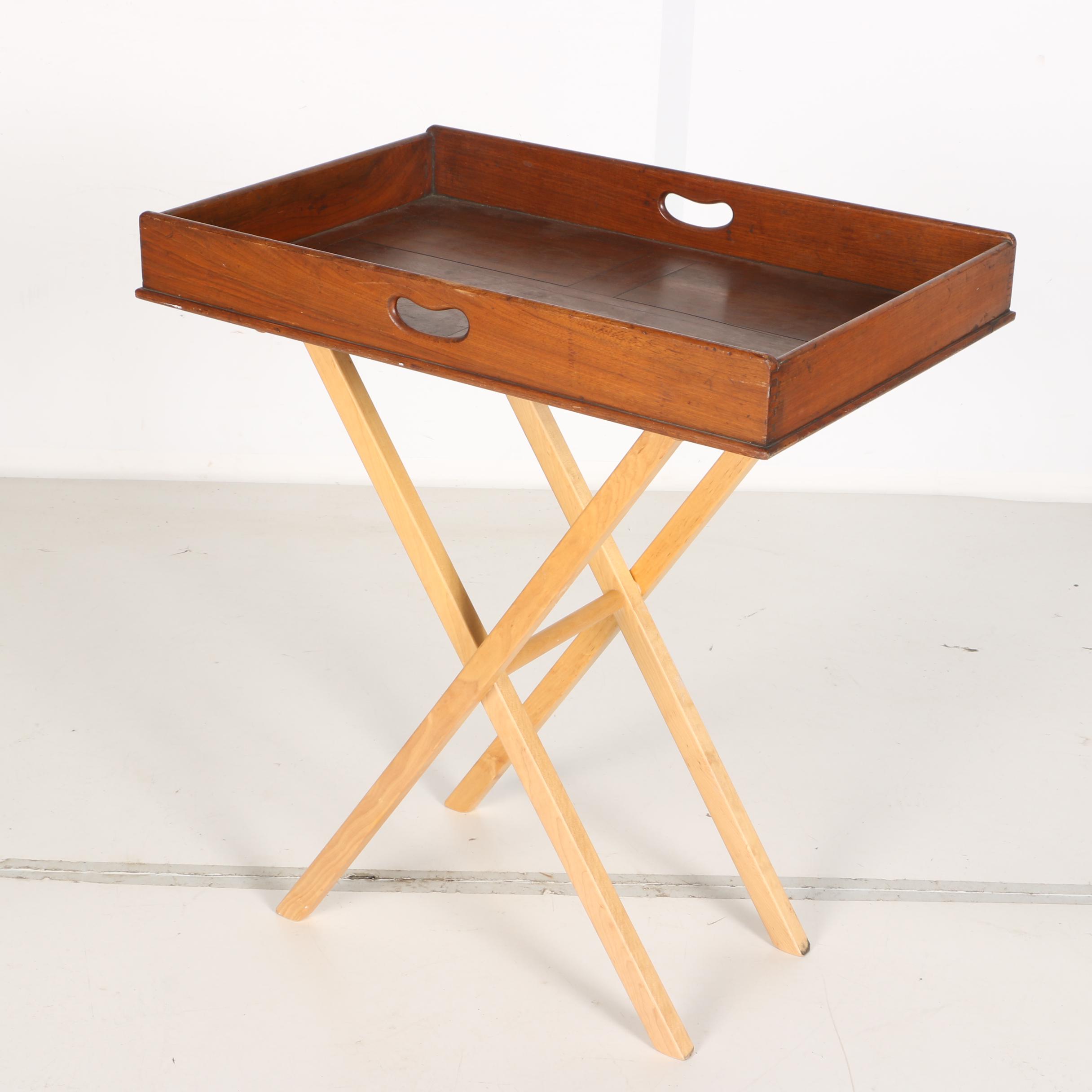 Vintage Walnut Butler's Tray Table
