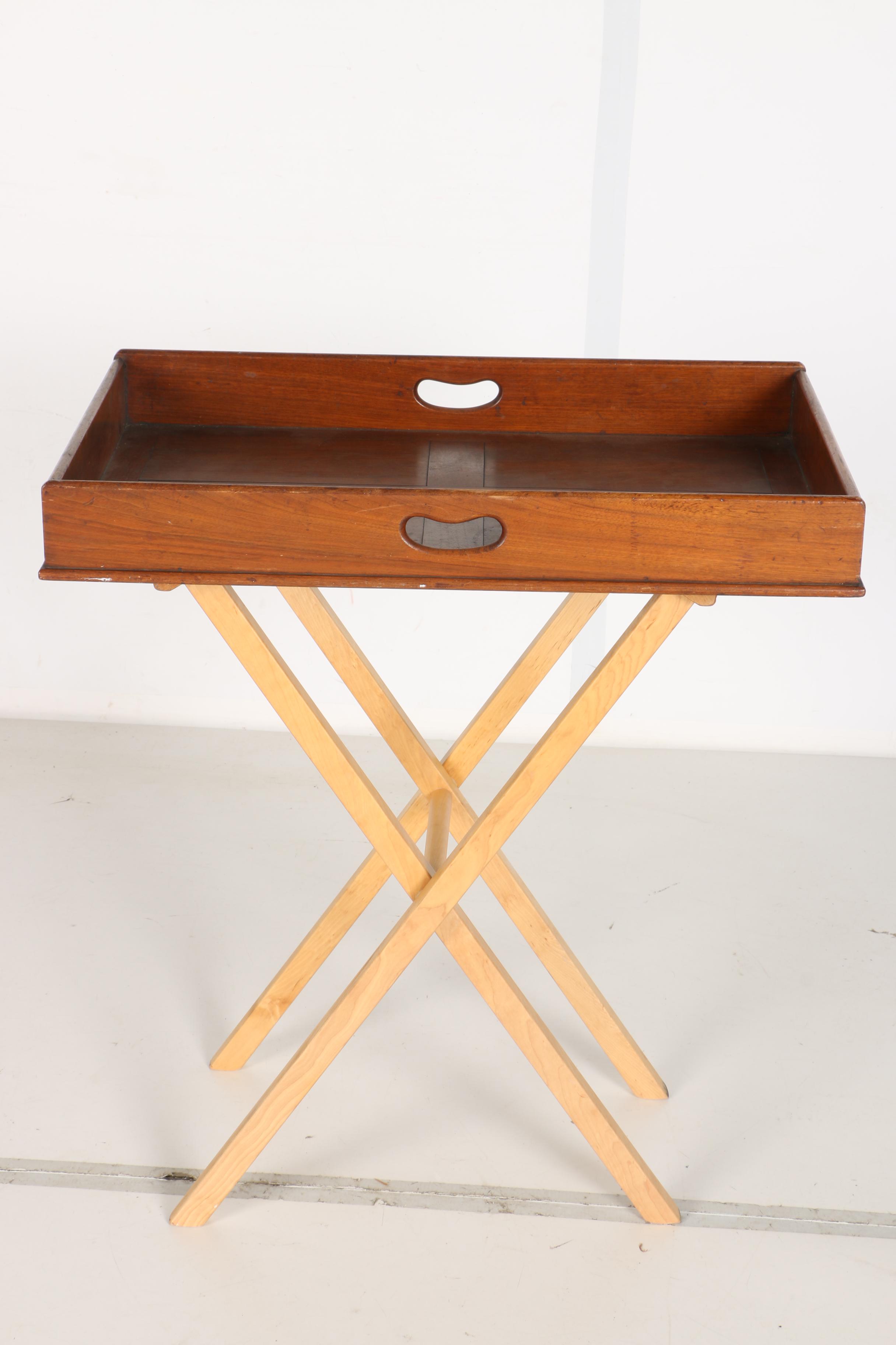 Vintage Walnut Butler's Tray Table