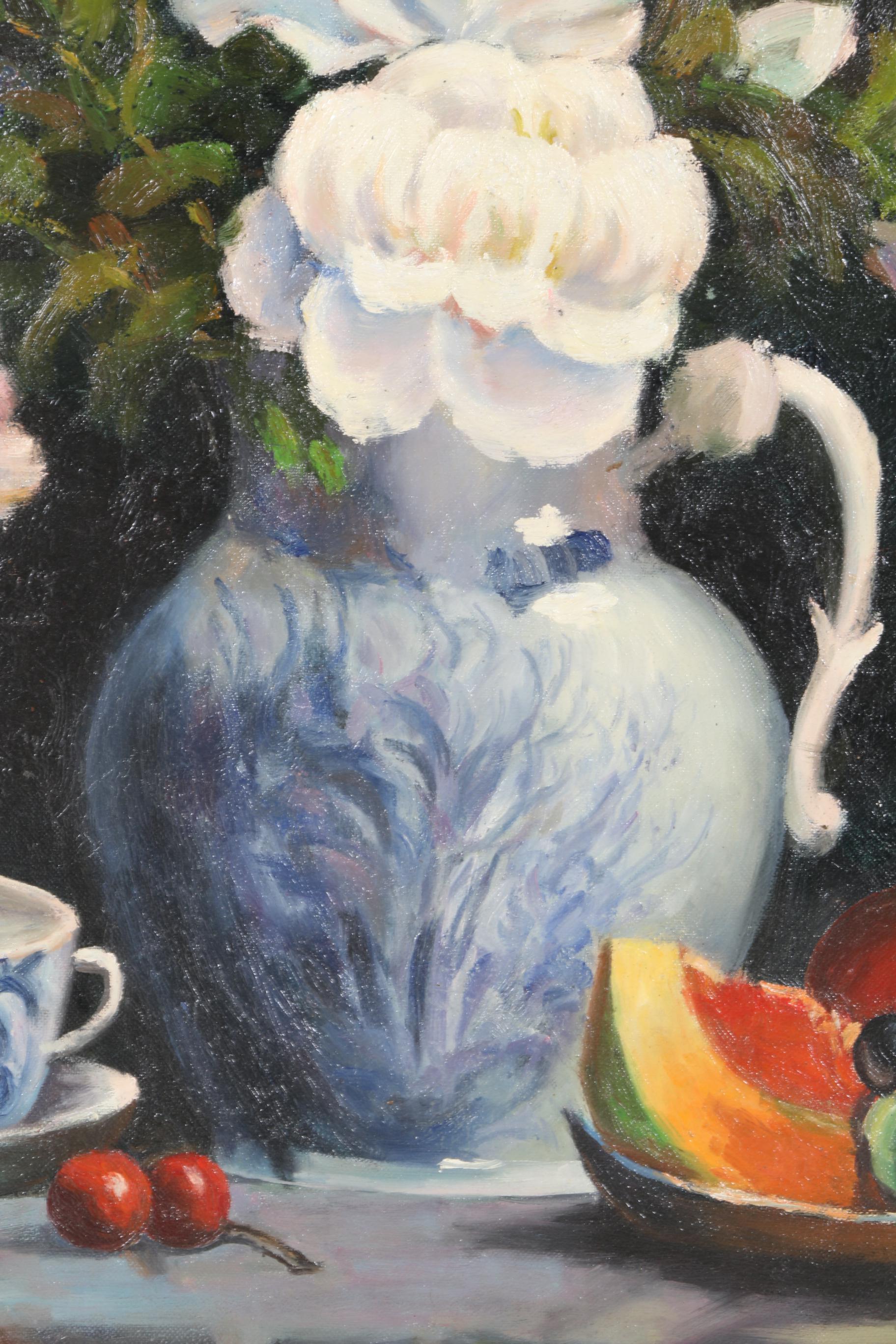 Oil on Canvas Still Life with Fruit