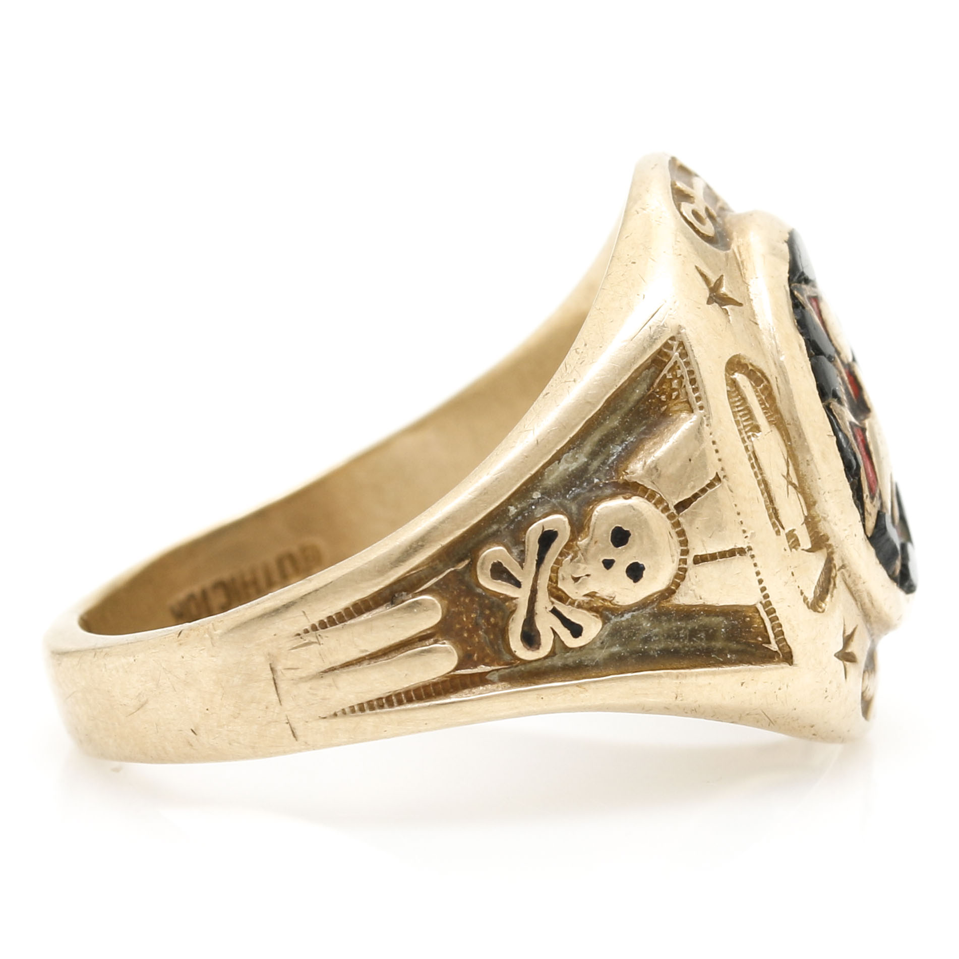 10K Yellow Gold Enamel Knights of Columbus 4th Degree Men's Ring