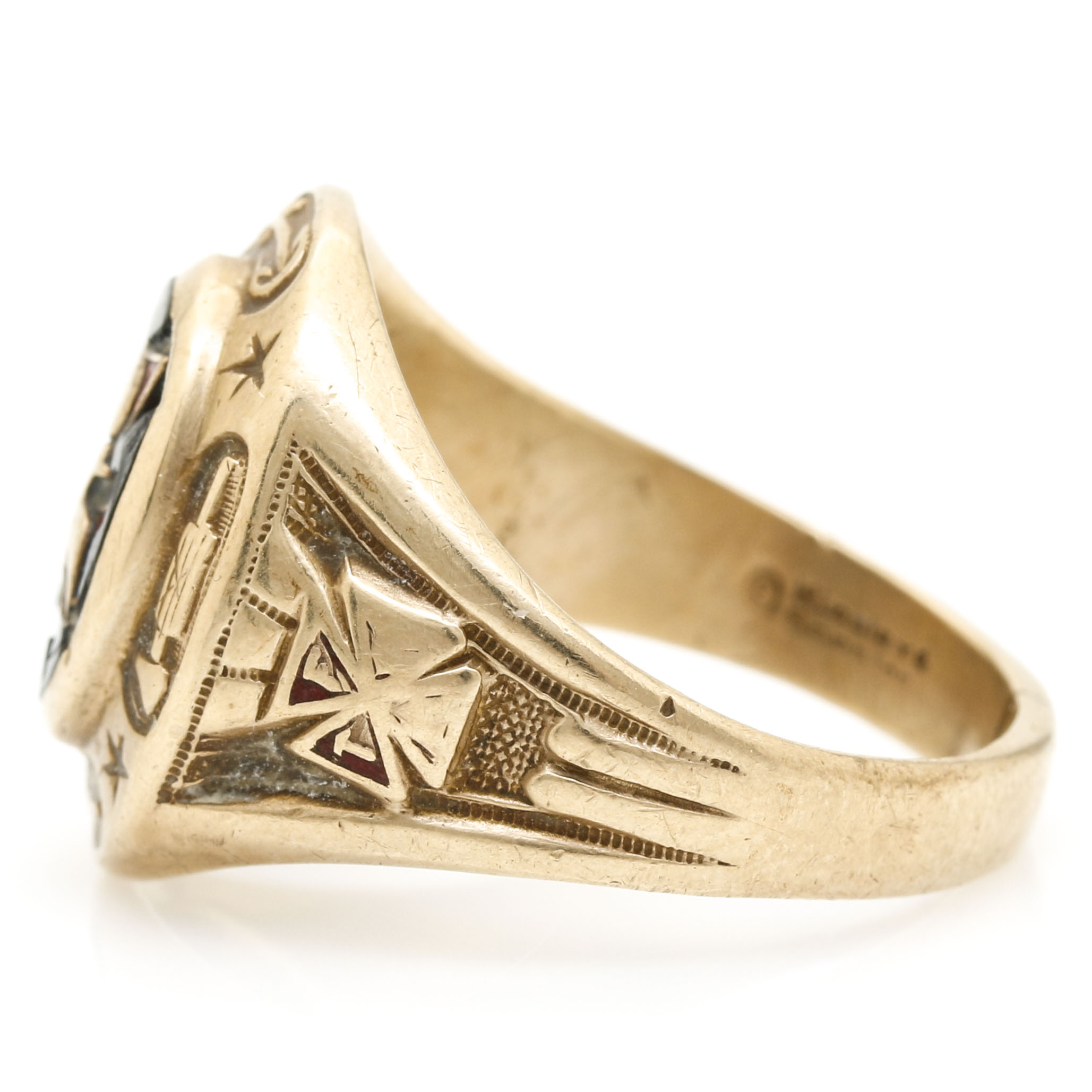 10K Yellow Gold Enamel Knights of Columbus 4th Degree Men's Ring