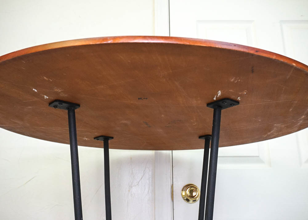 Mahogany Stained and Wrought Metal High Top Table