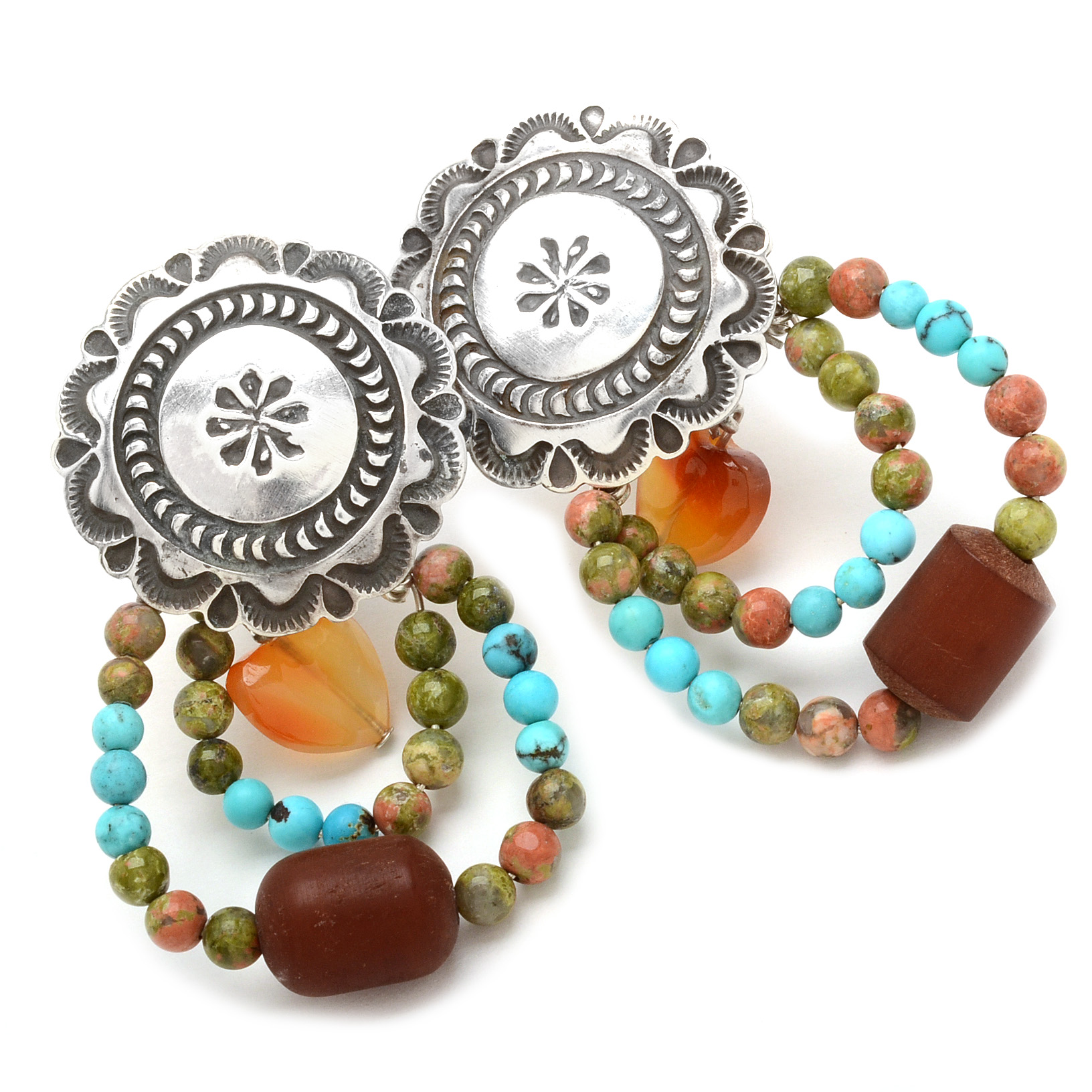 D. Delgarito Native American Navajo Sterling Multi-Stone Earrings