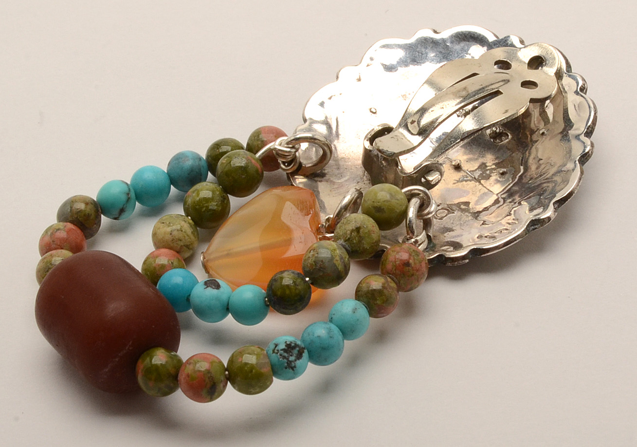 D. Delgarito Native American Navajo Sterling Multi-Stone Earrings