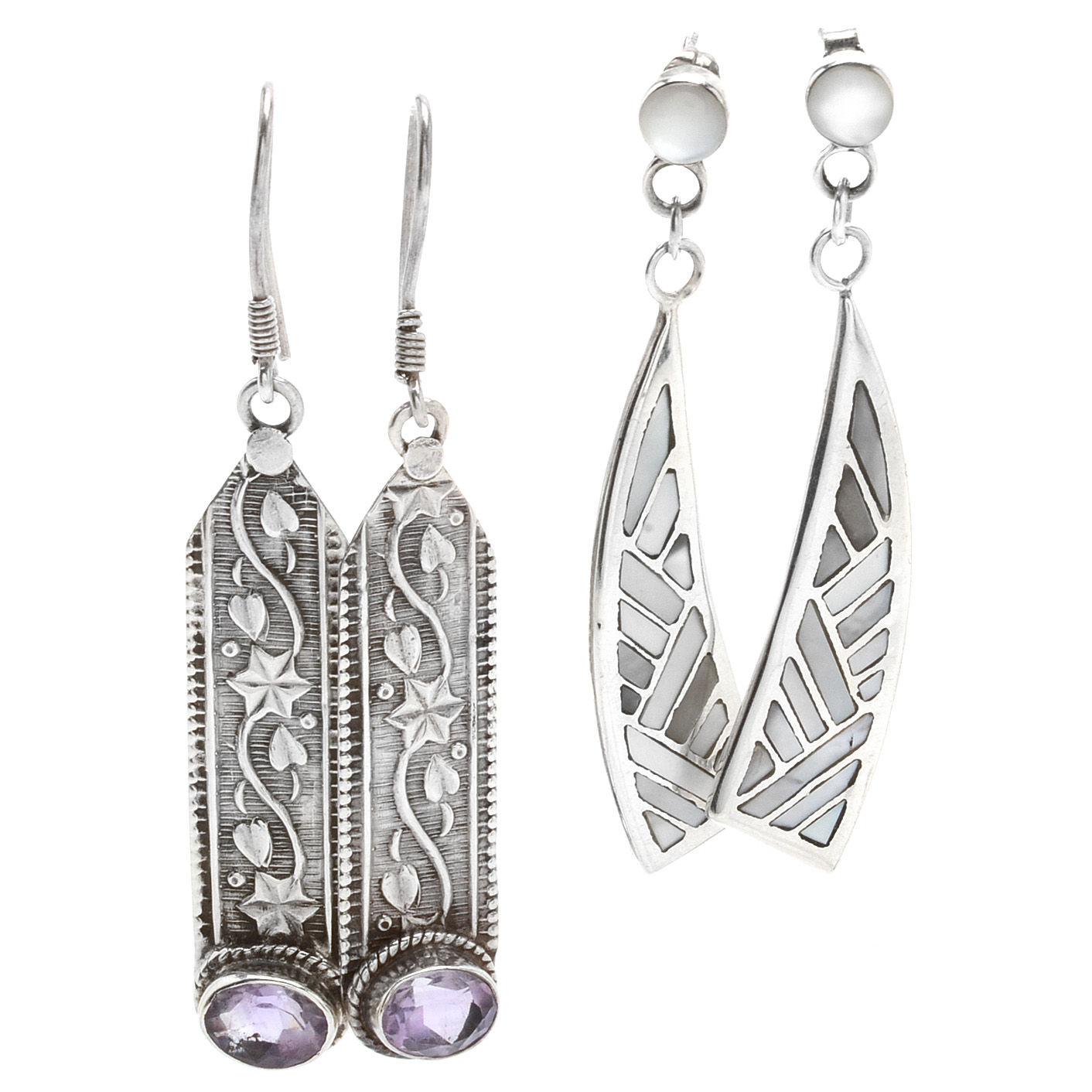 Two Pair of Sterling Silver Pierced Earrings