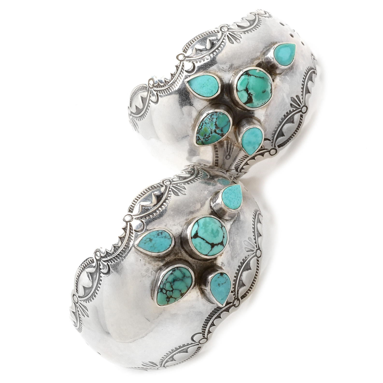 Southwestern Style Sterling Silver and Turquoise Pierced Earrings