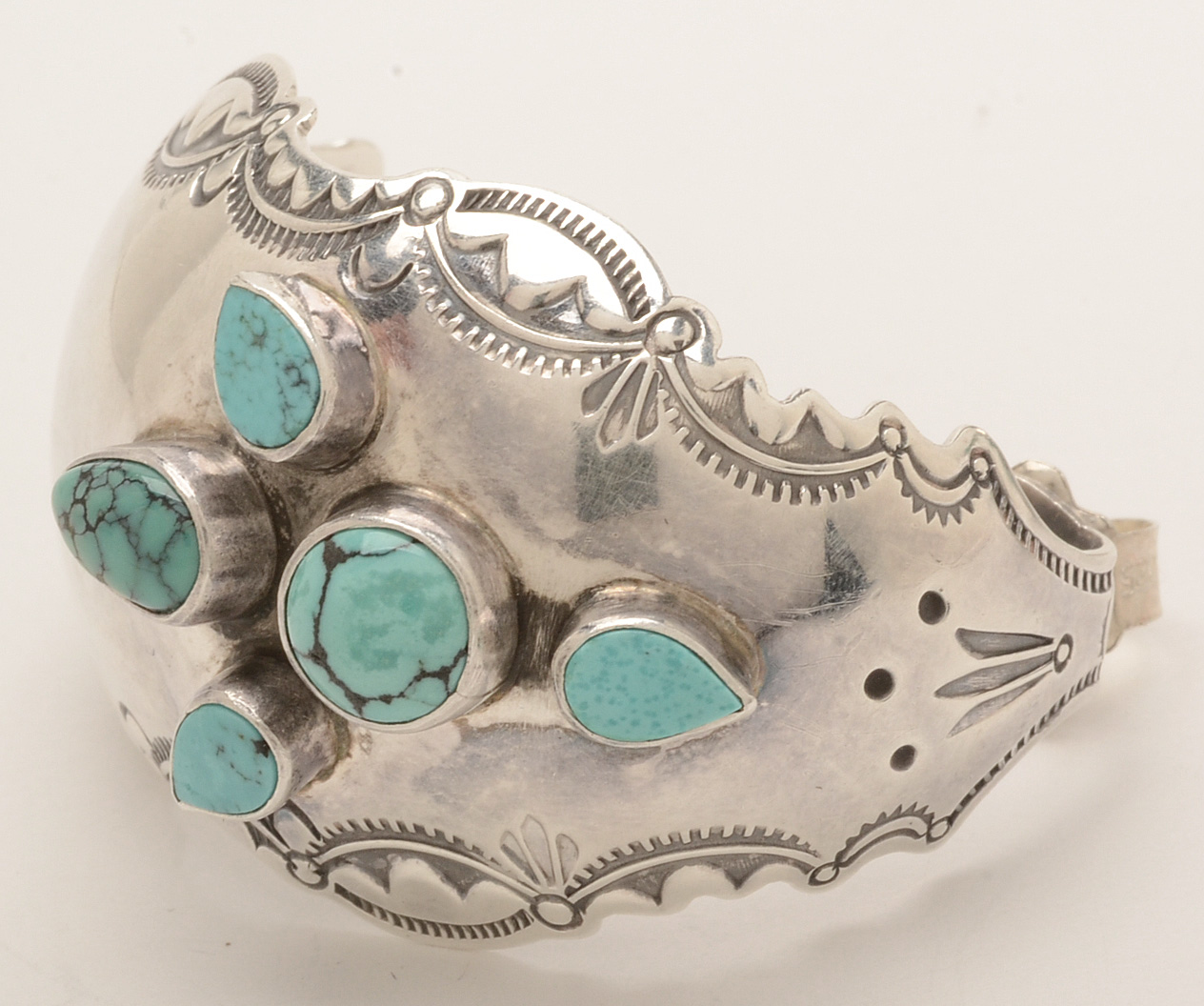 Southwestern Style Sterling Silver and Turquoise Pierced Earrings