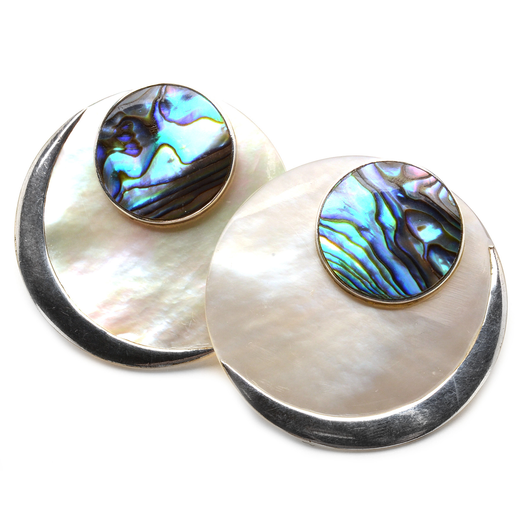 Devine Zurich Sterling Silver Abalone and Shell Pierced Earrings