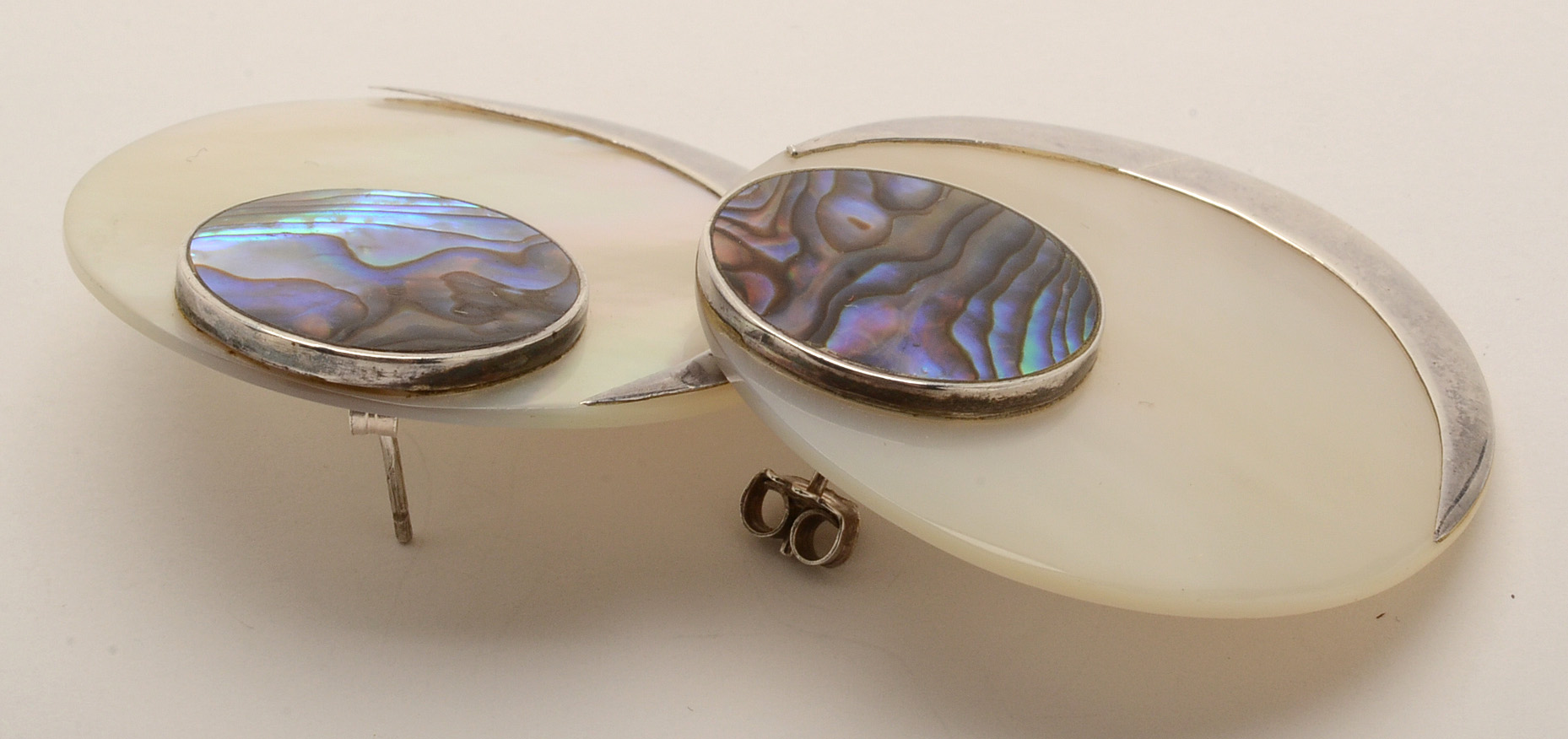 Devine Zurich Sterling Silver Abalone and Shell Pierced Earrings