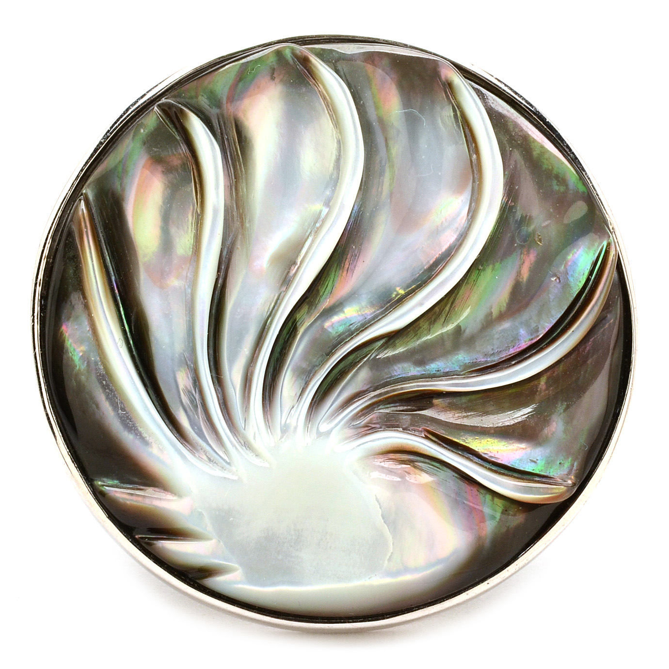 Sajen Sterling Silver Carved Shell Ring