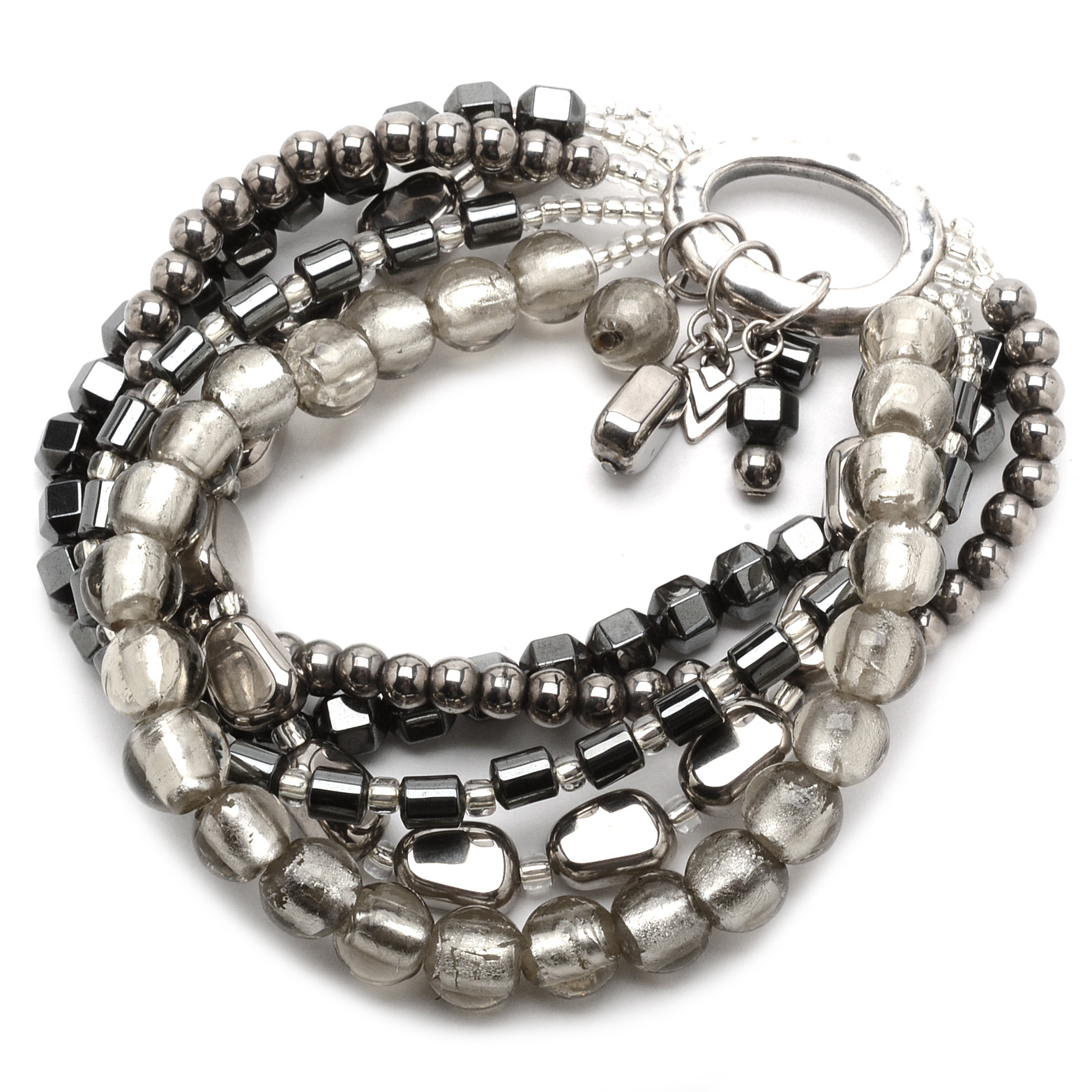 Silpada Designs Sterling, Hematite and Glass Beaded Bracelet