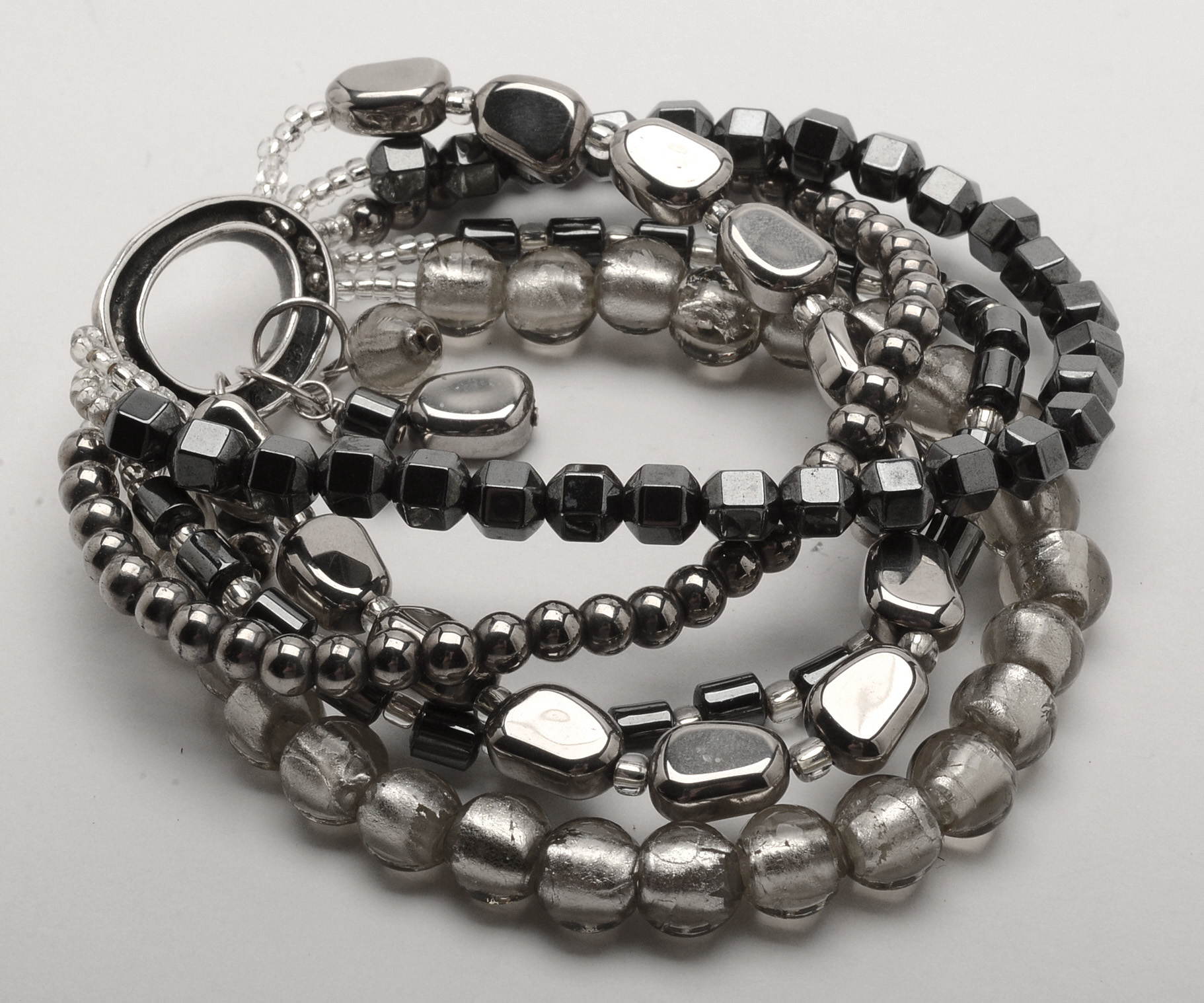 Silpada Designs Sterling, Hematite and Glass Beaded Bracelet