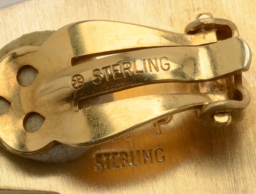 Tony Papp Sterling Silver Modern Clip-On Earrings in Gold Wash