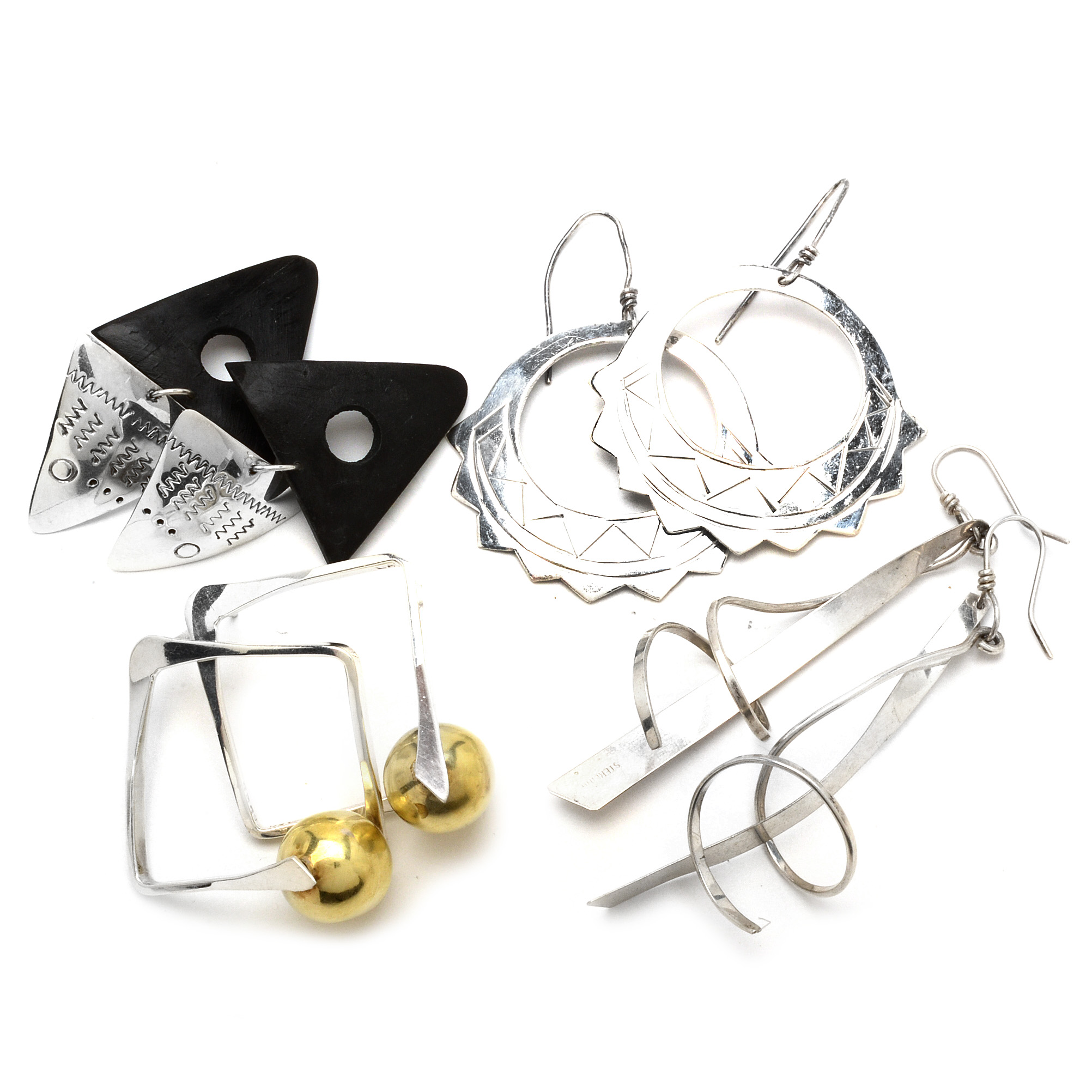 Group of Sterling Silver Pierced Earrings Including Laton