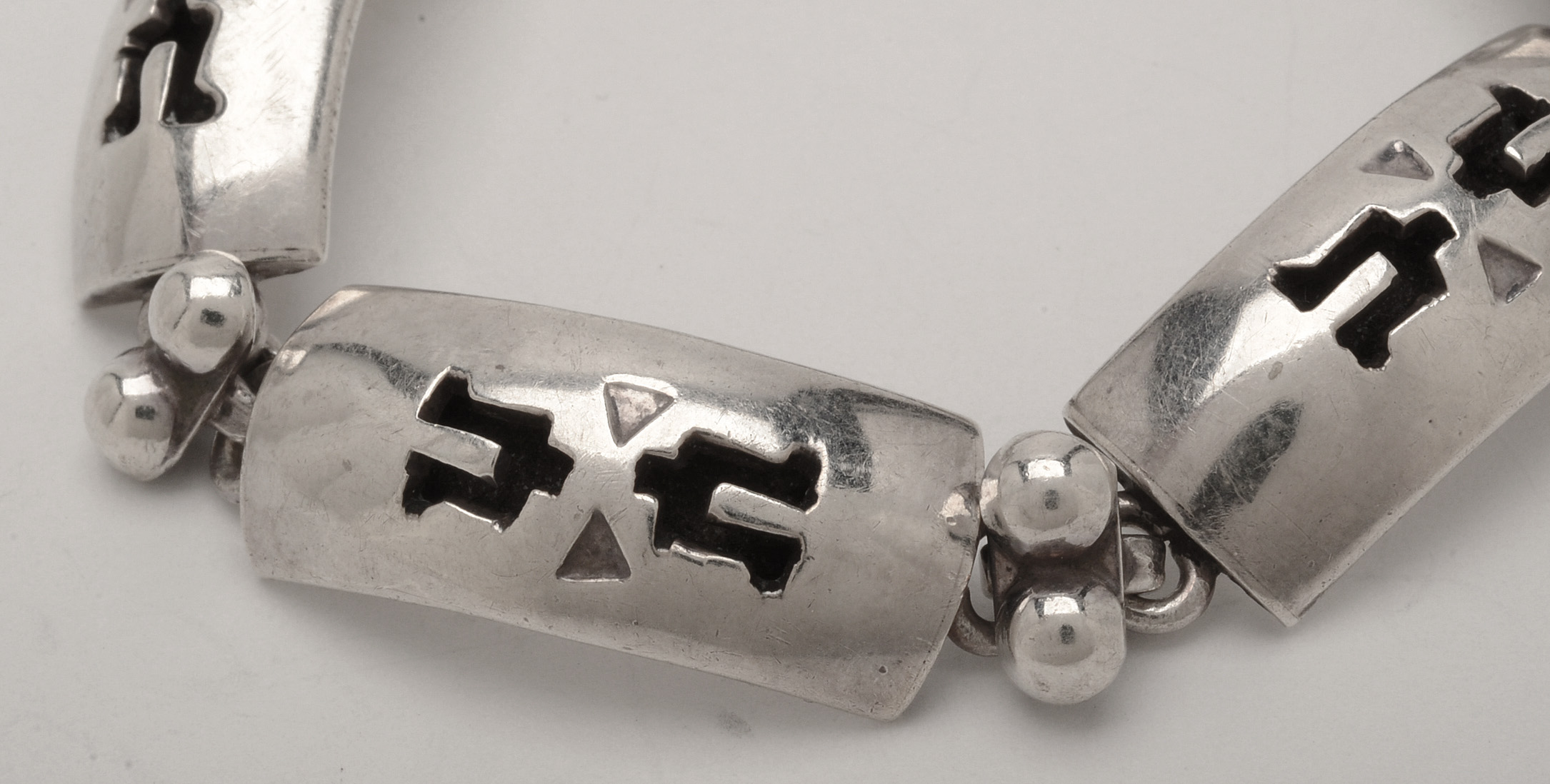 Vintage Taxco Mexico Sterling Silver Shadowbox Link Bracelet